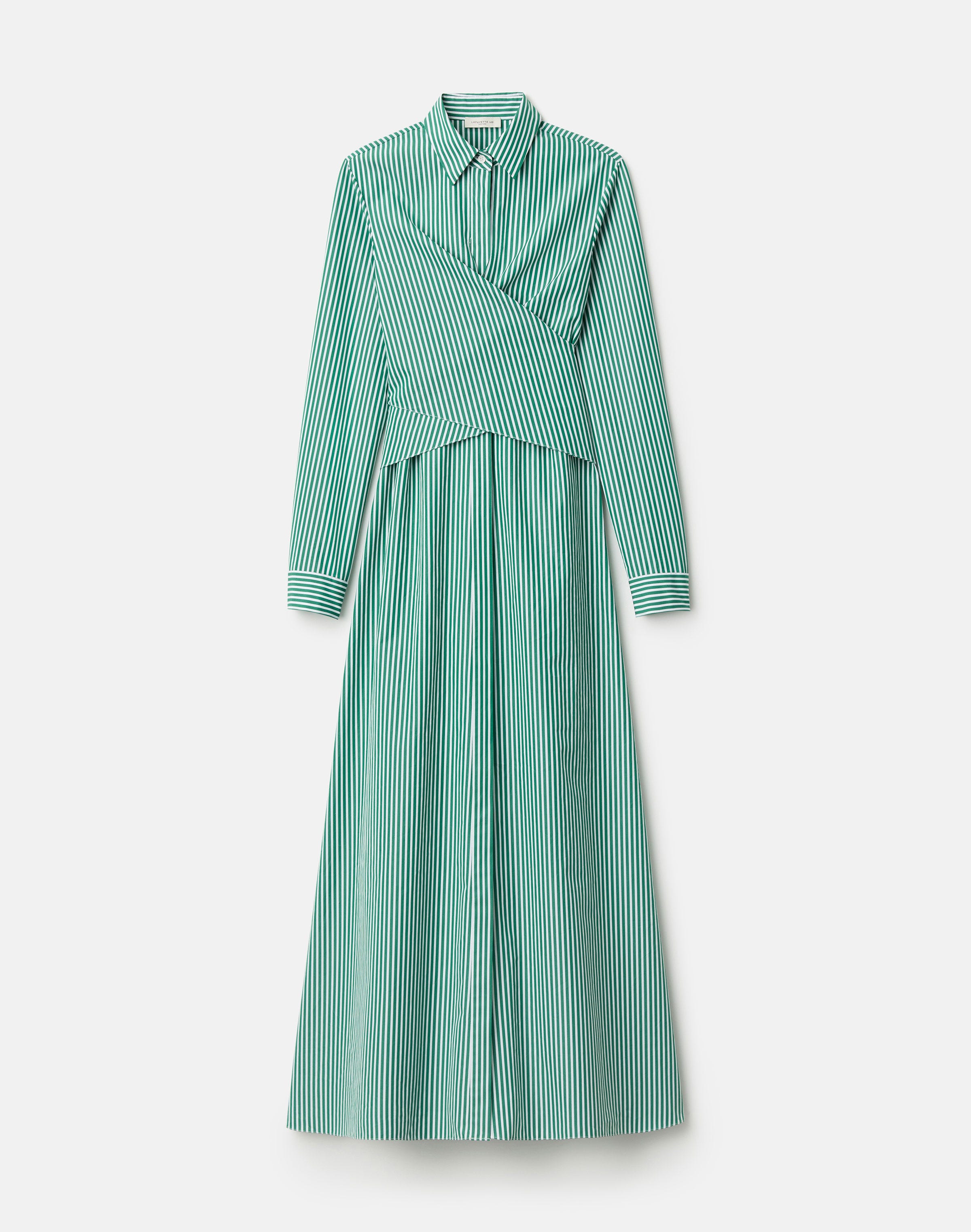 Striped Cotton Wrap Shirtdress