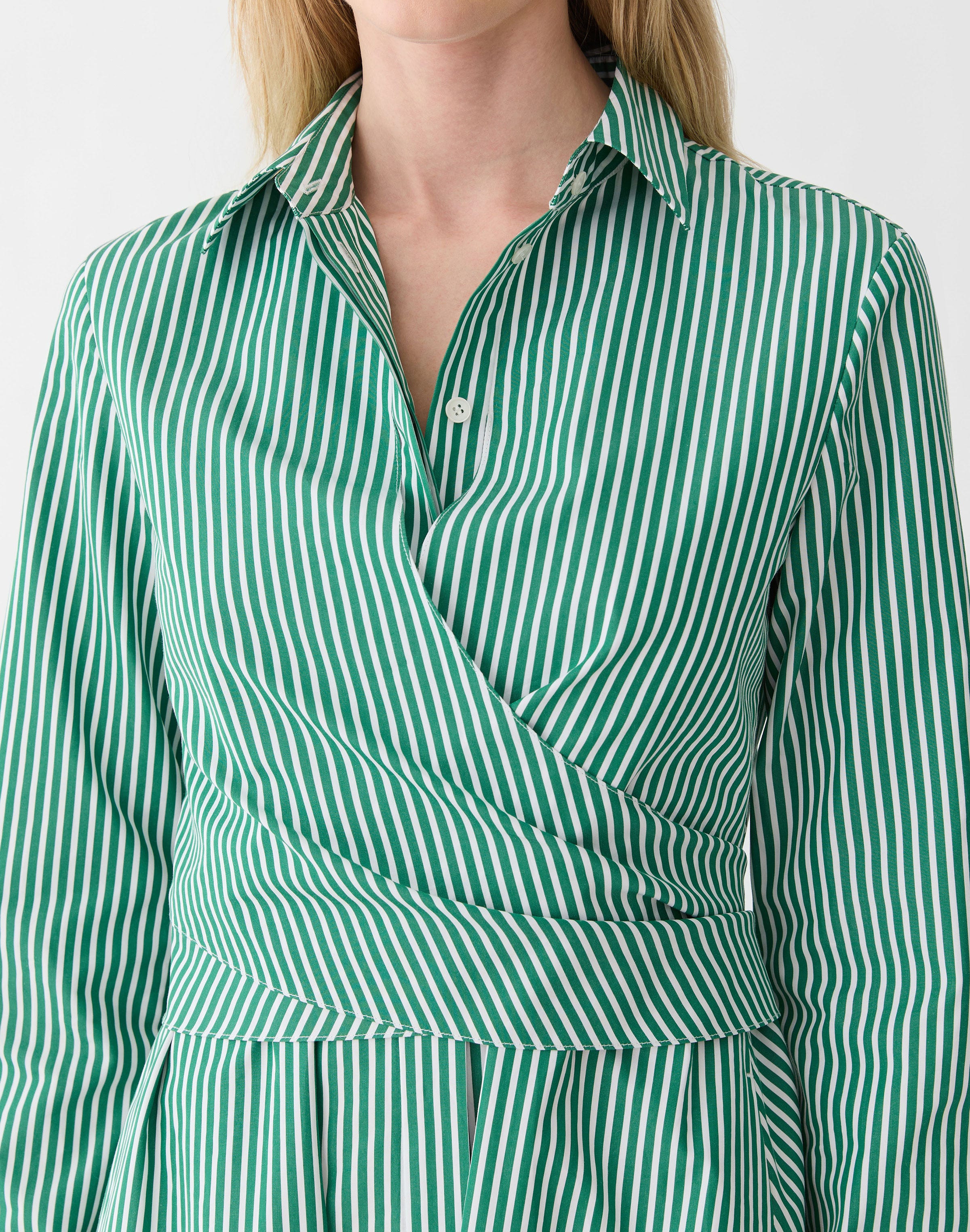 Striped Cotton Wrap Shirtdress