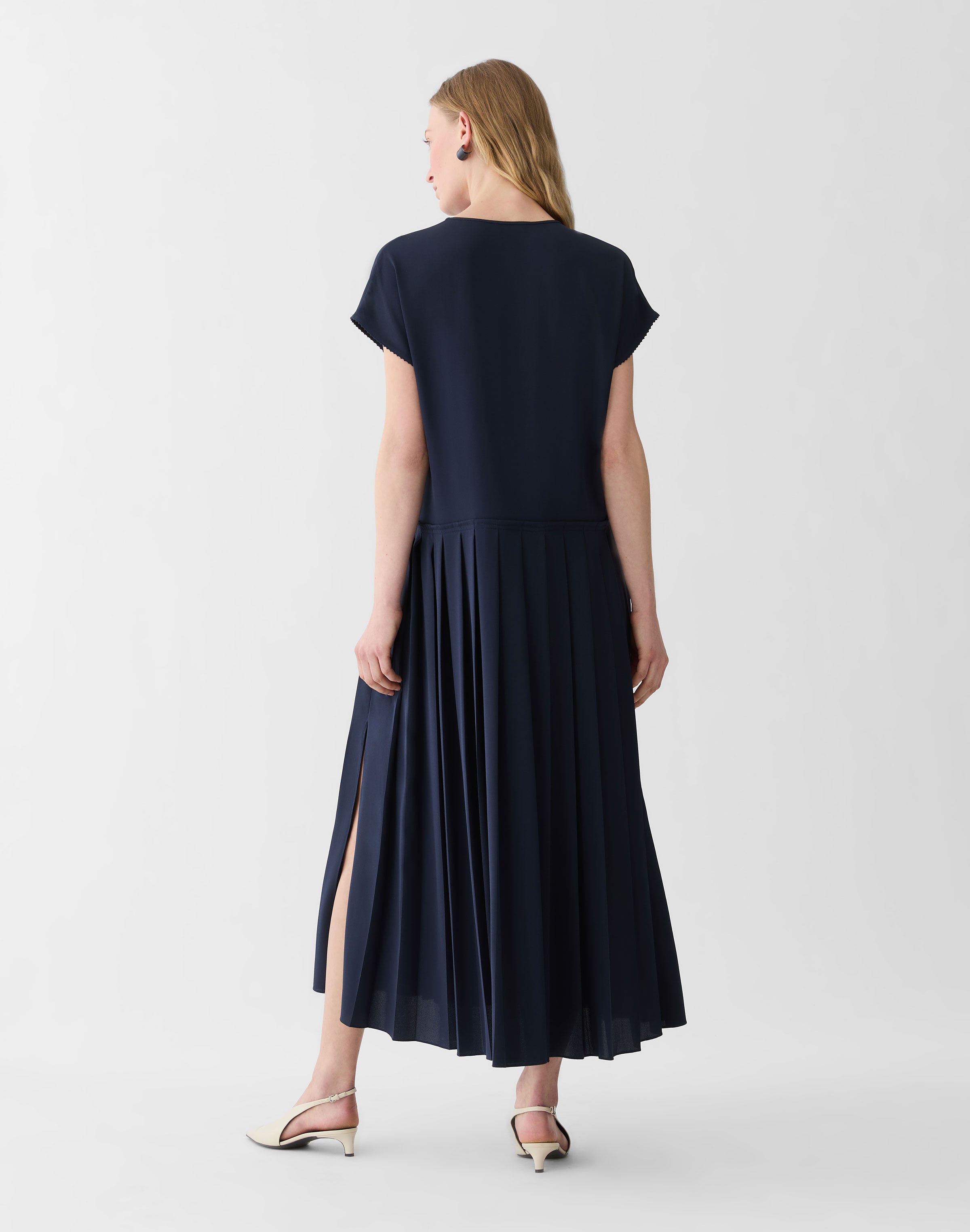 Organic Silk Stretch Georgette Pleated Dress