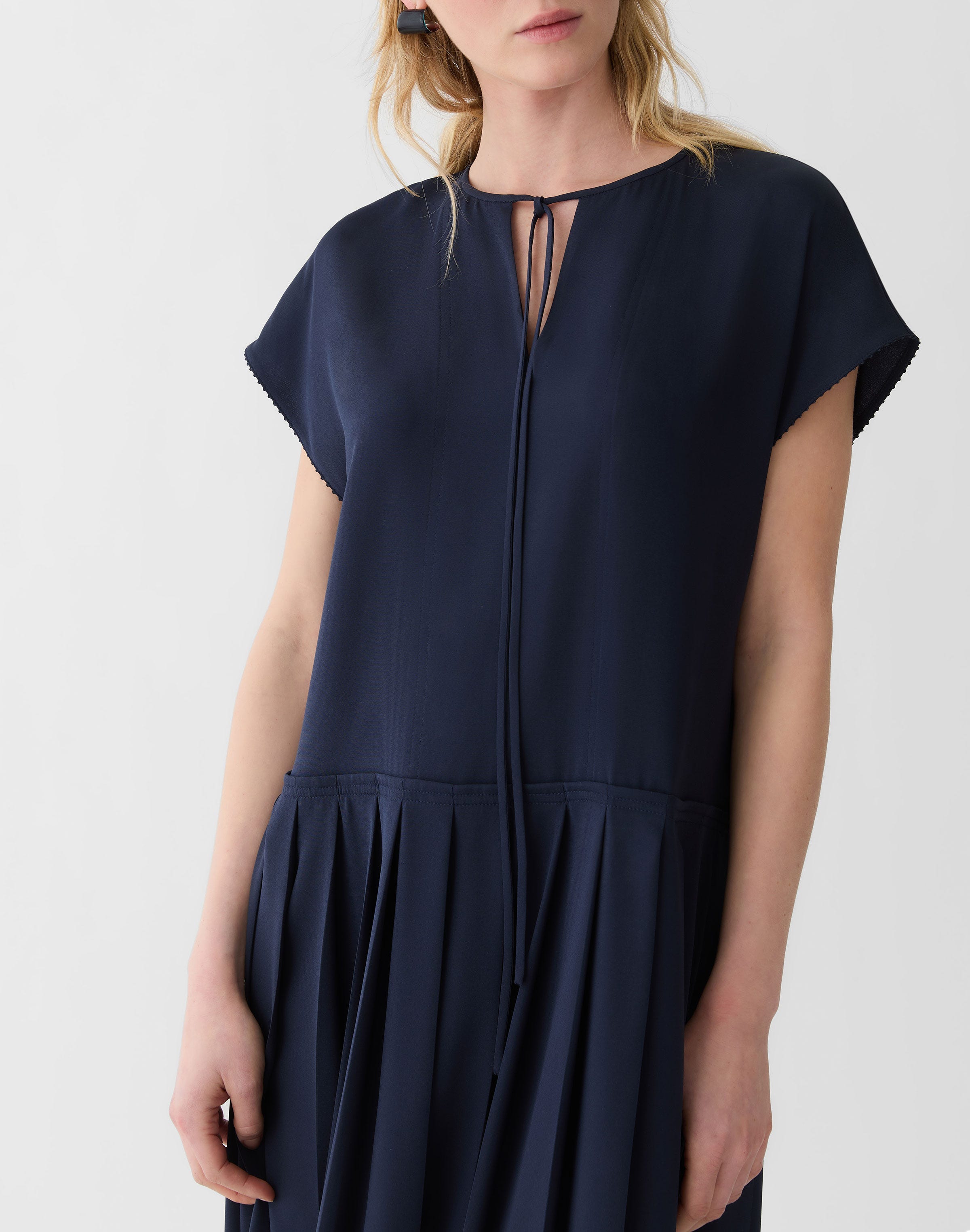 Organic Silk Stretch Georgette Pleated Dress
