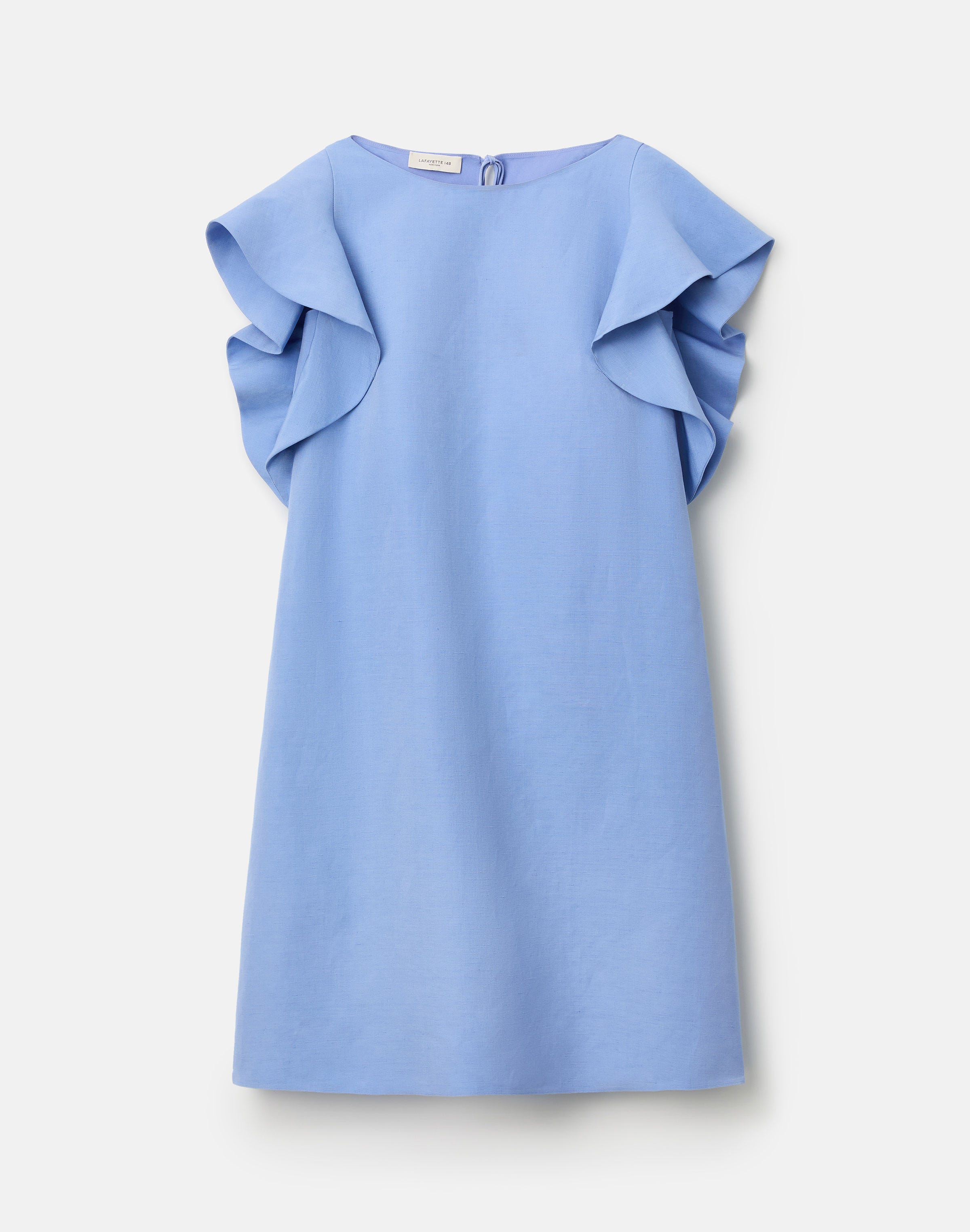 Silk-Linen Flutter Sleeve Dress