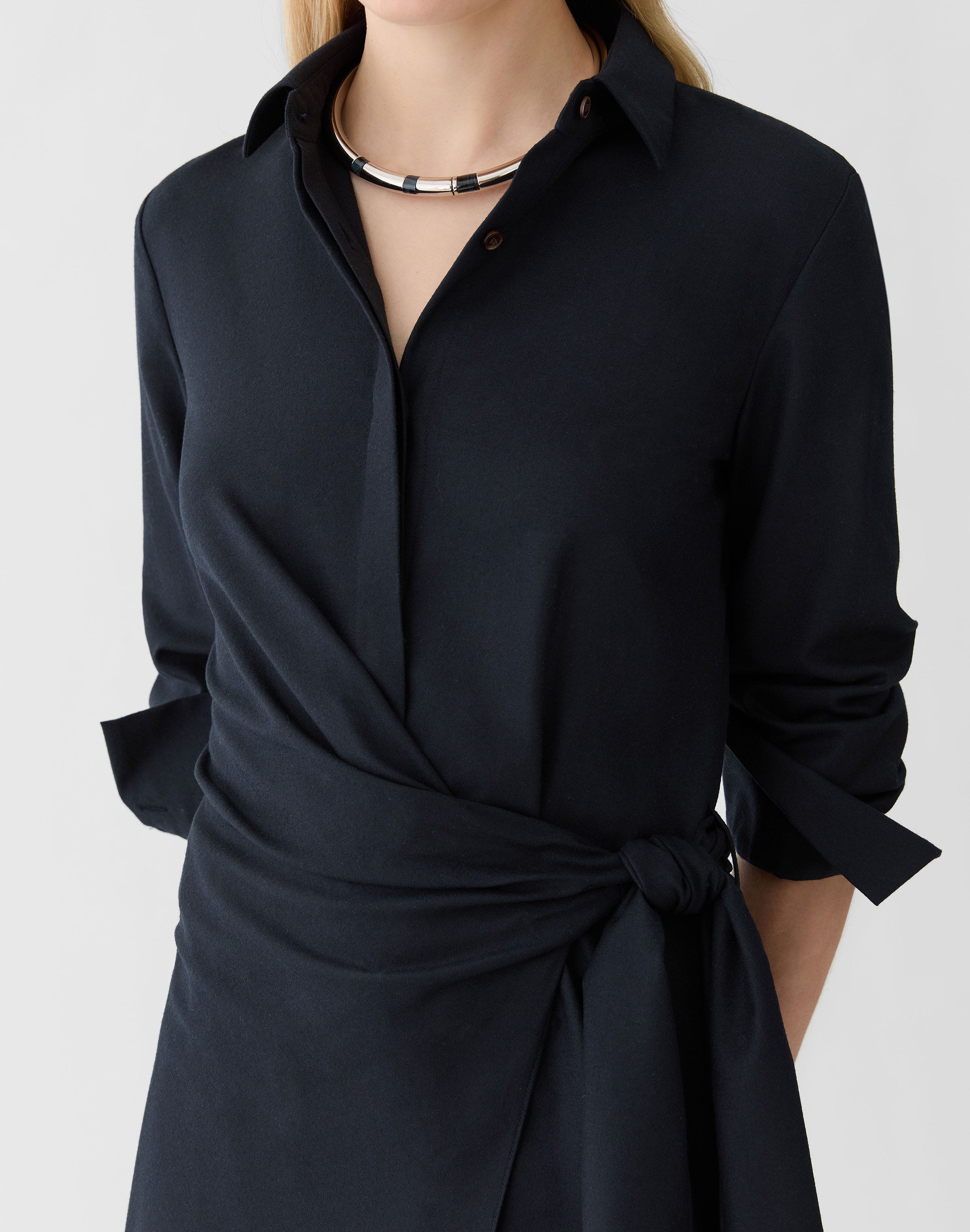 Responsible Brushed Wool Wrap Shirtdress