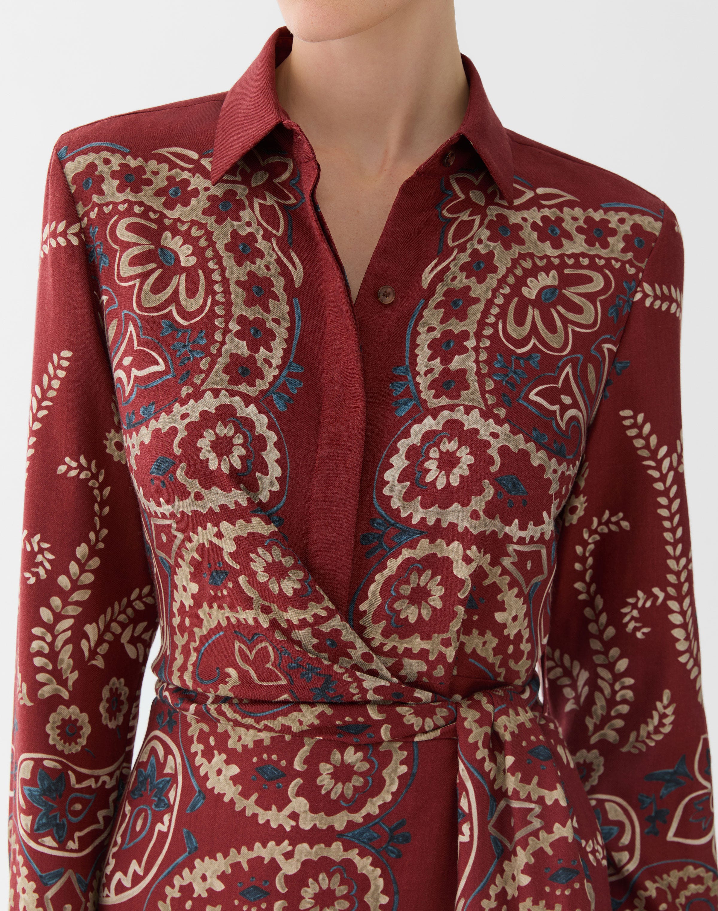 Bandana Print Wool-Silk Wrap Dress