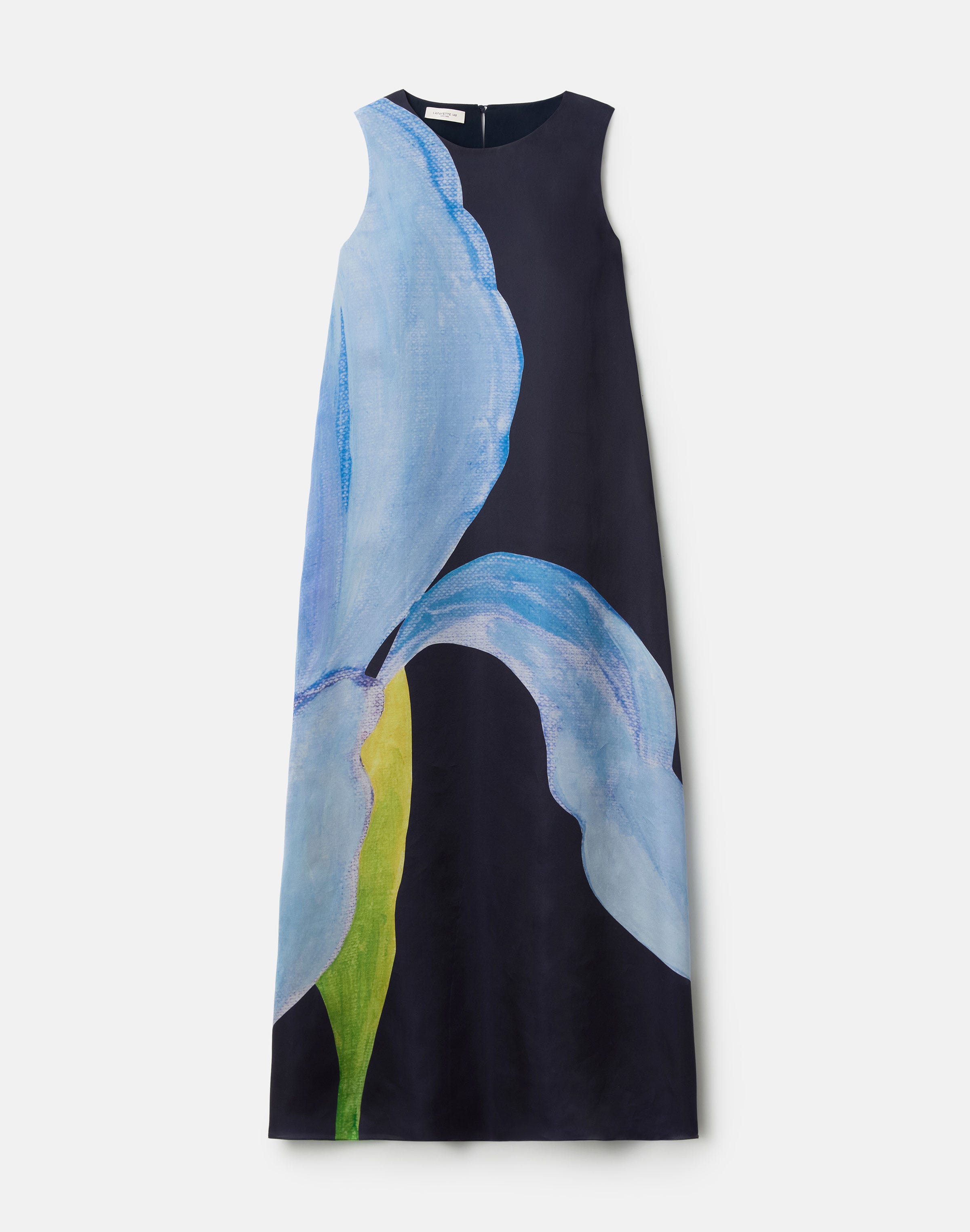 Iris Print Silk Organza Maxi Dess