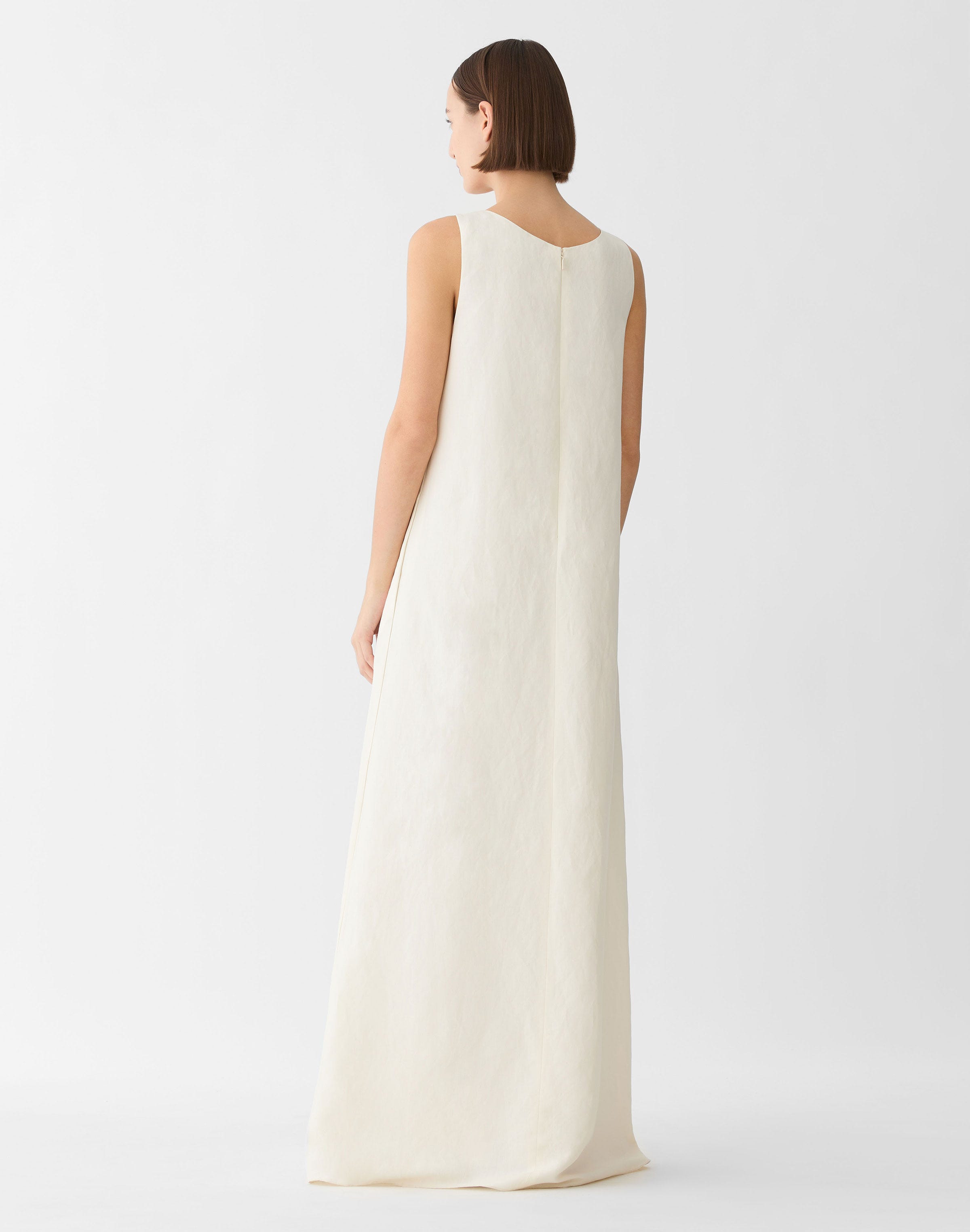 Iris Print Silk-Linen Gown