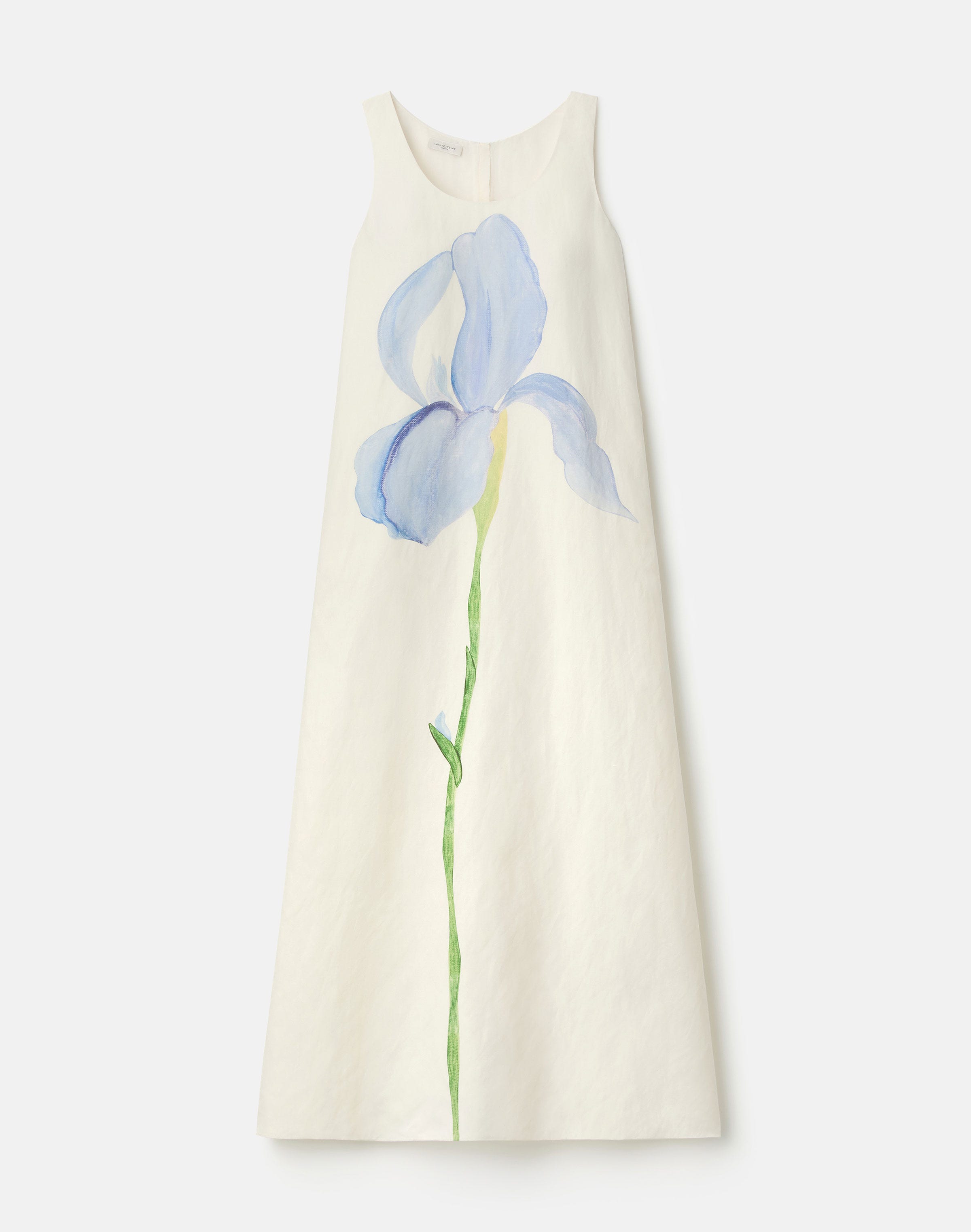 Iris Print Silk-Linen Gown