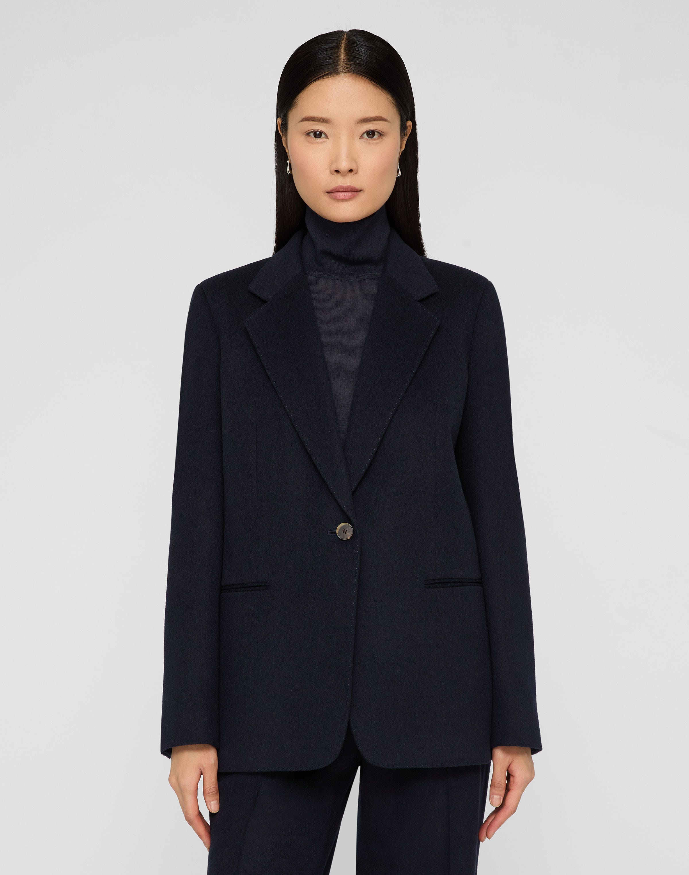 Petite Camel Hair Single Button Blazer