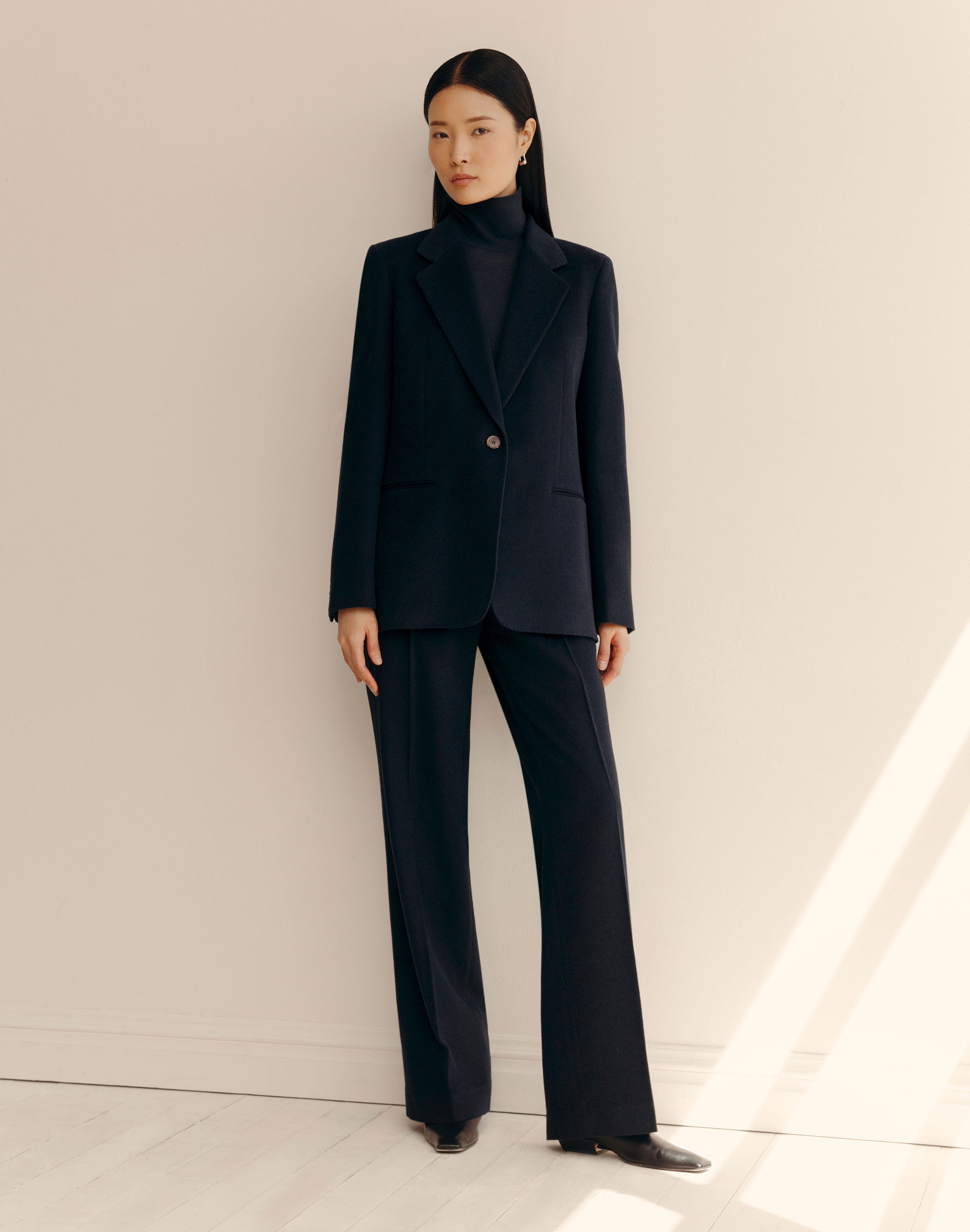 Petite Camel Hair Single Button Blazer