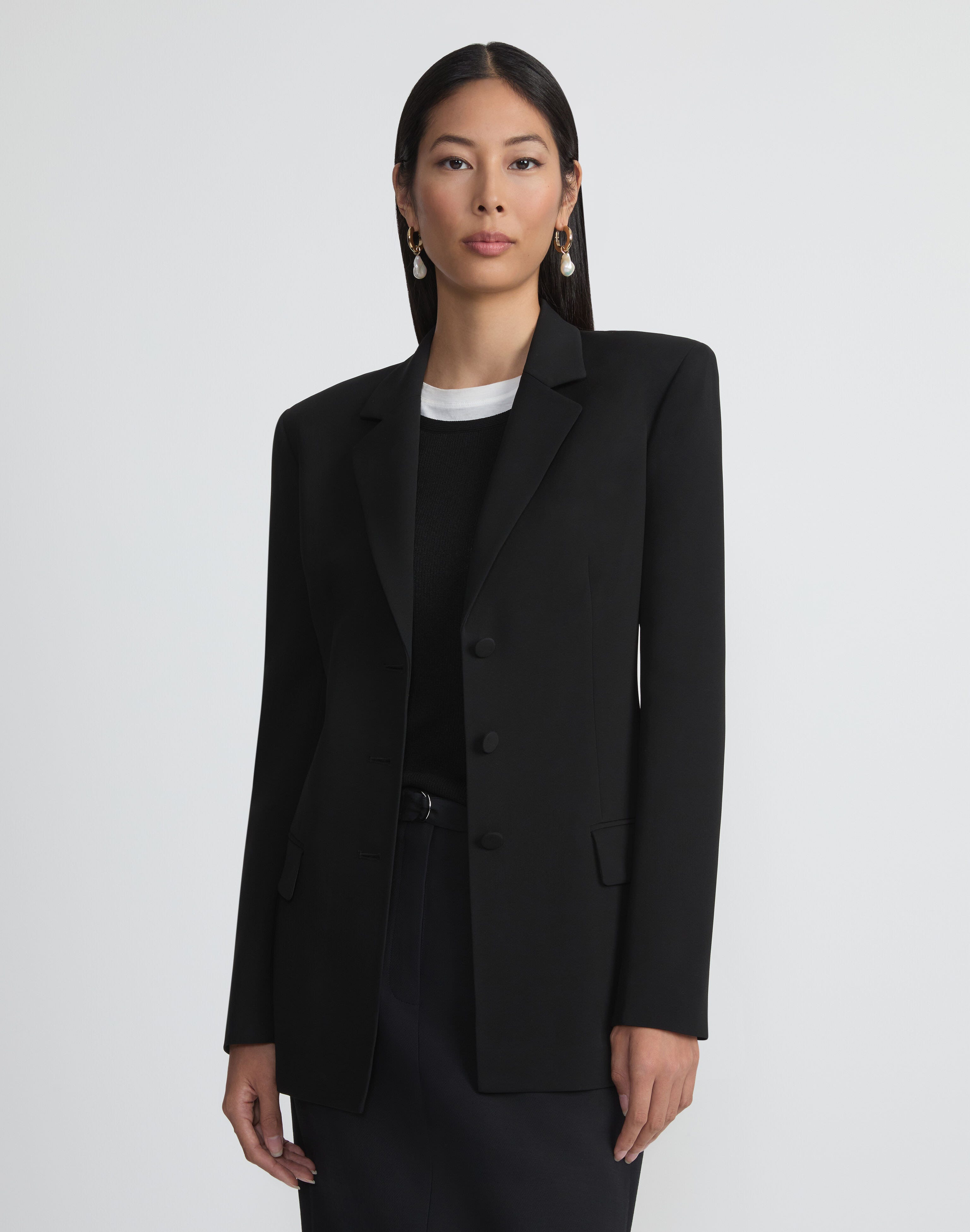 Plus-Size Responsible Finesse Crepe Three Button Blazer