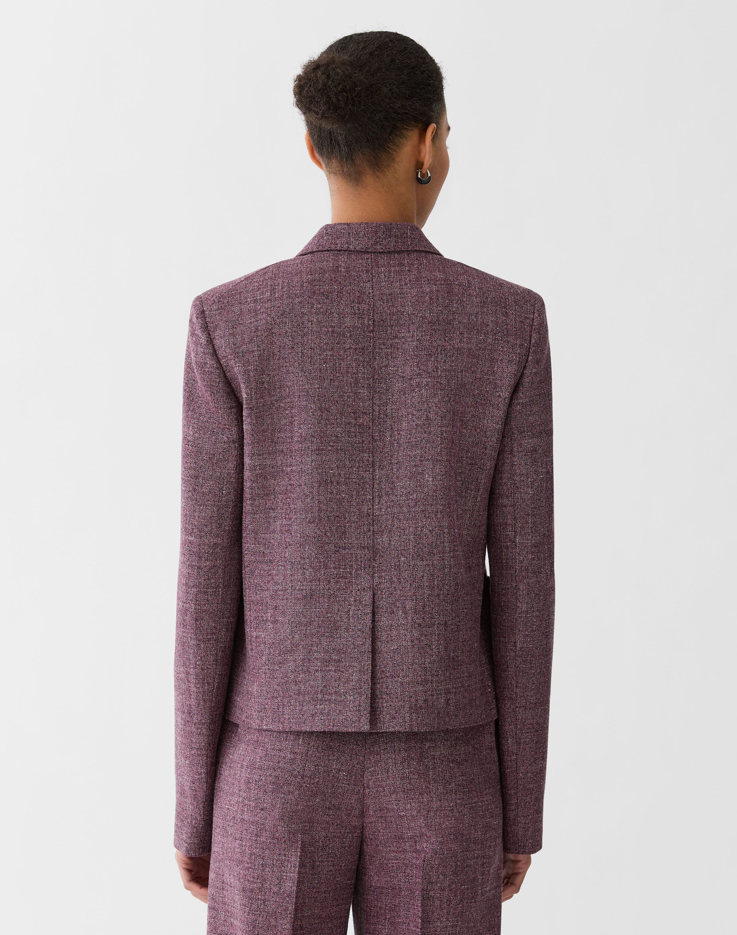 Wool Mouliné Cropped Boyfriend Blazer