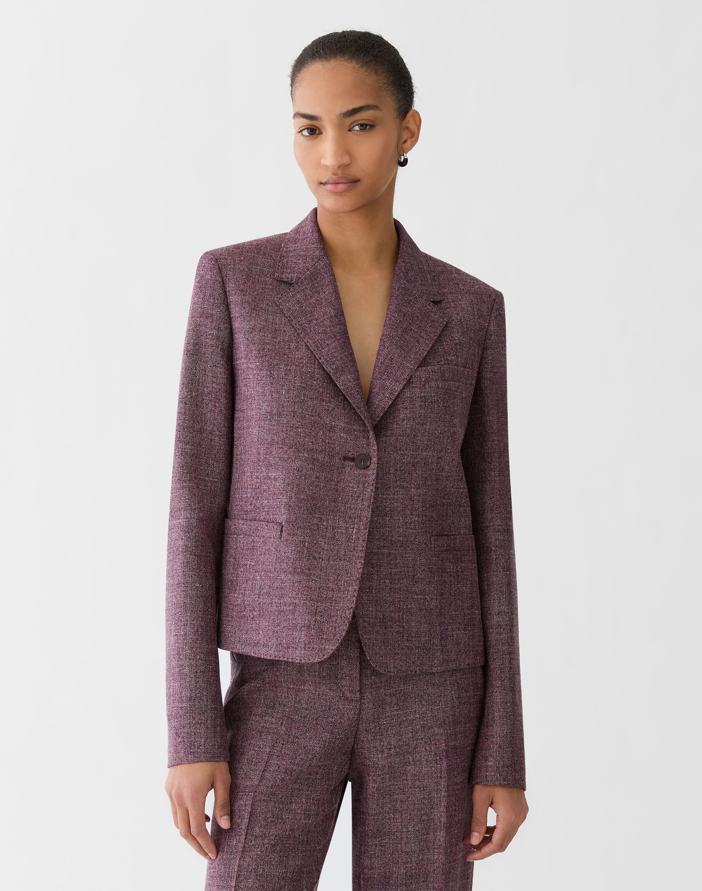 Wool Mouliné Cropped Boyfriend Blazer