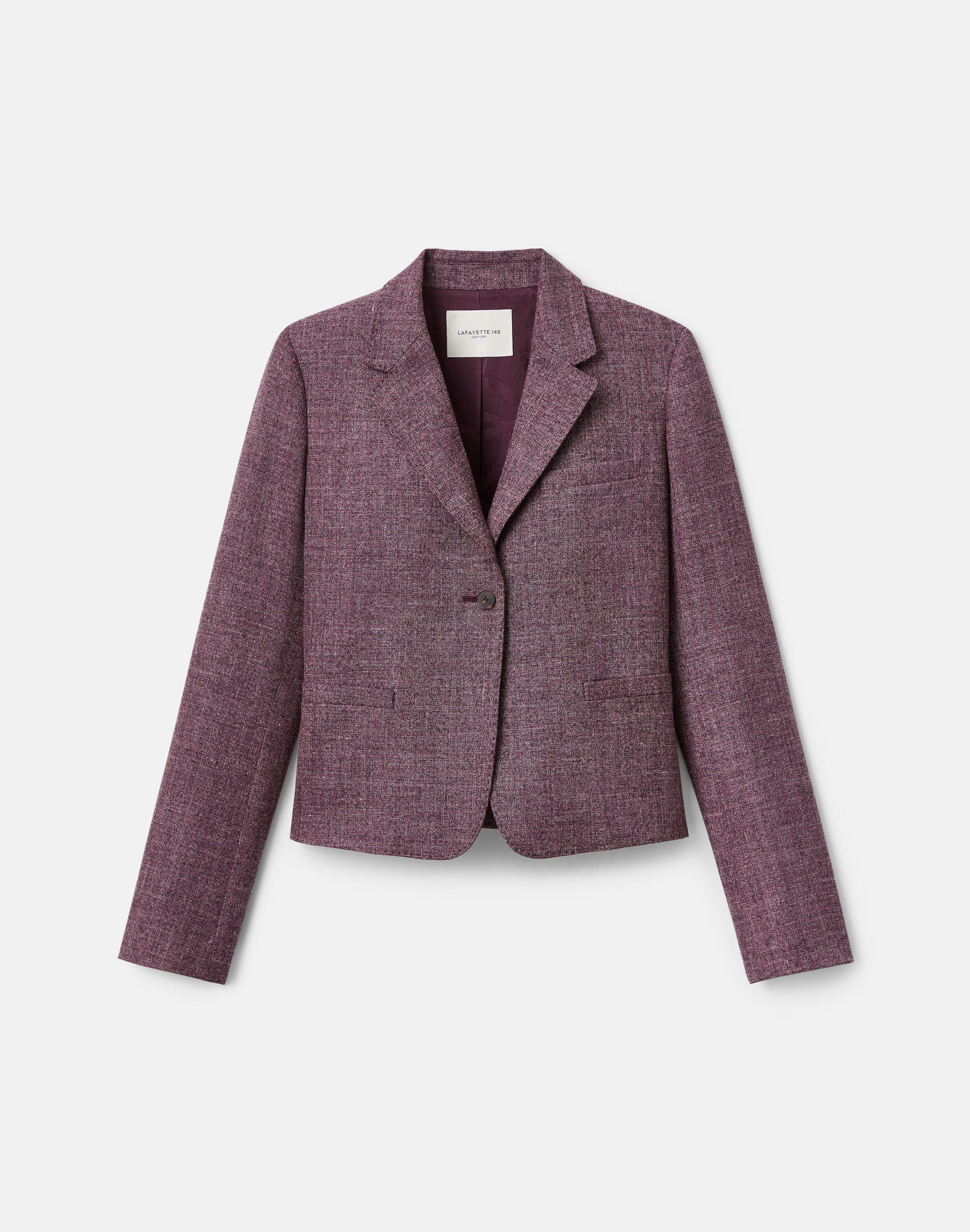 Wool Mouliné Cropped Boyfriend Blazer