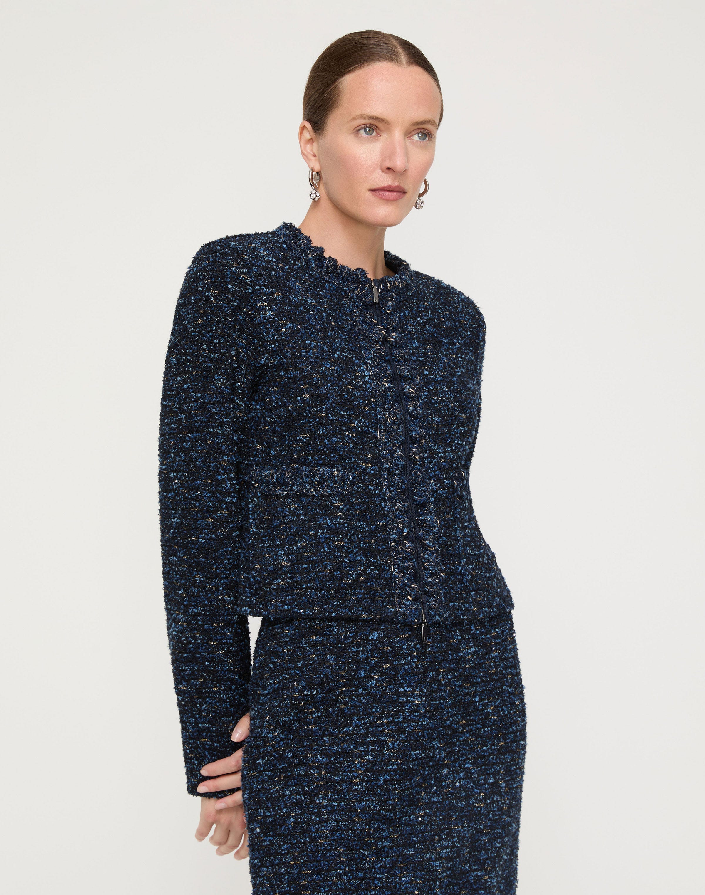 Cosmos Bouclé Tweed Crochet Trim Jacket