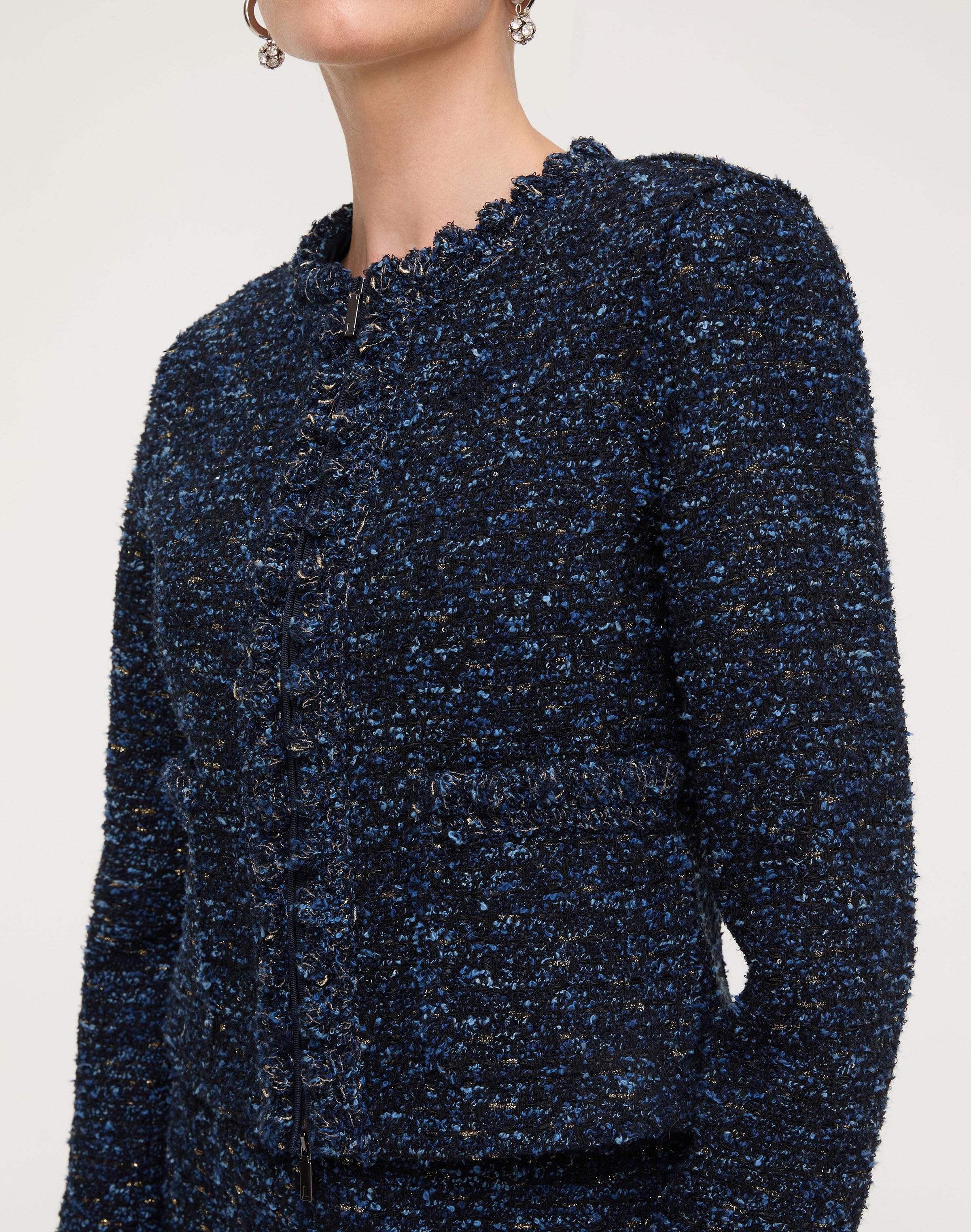 Cosmos Bouclé Tweed Crochet Trim Jacket