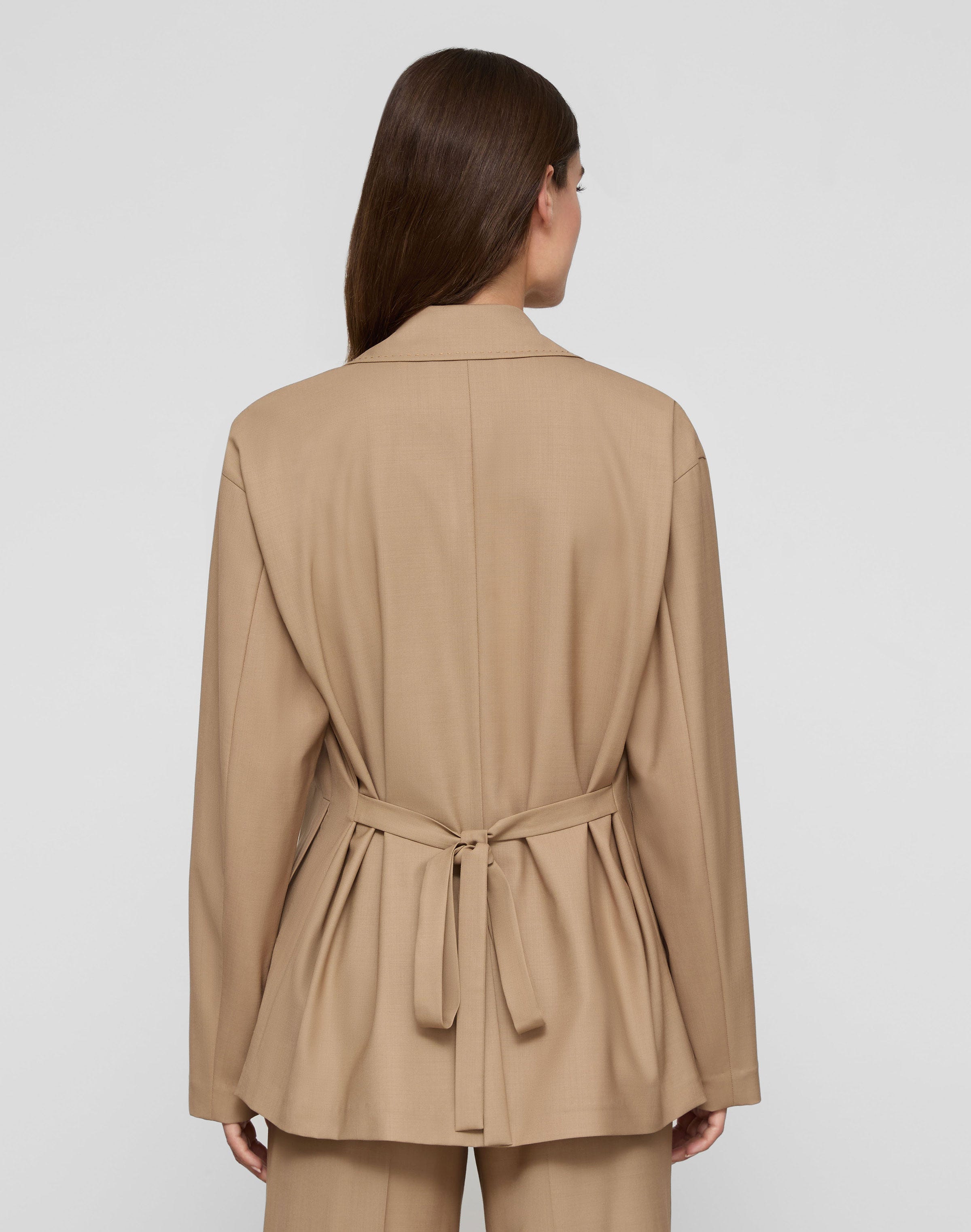 Tropical Wool Tie Back Jacket