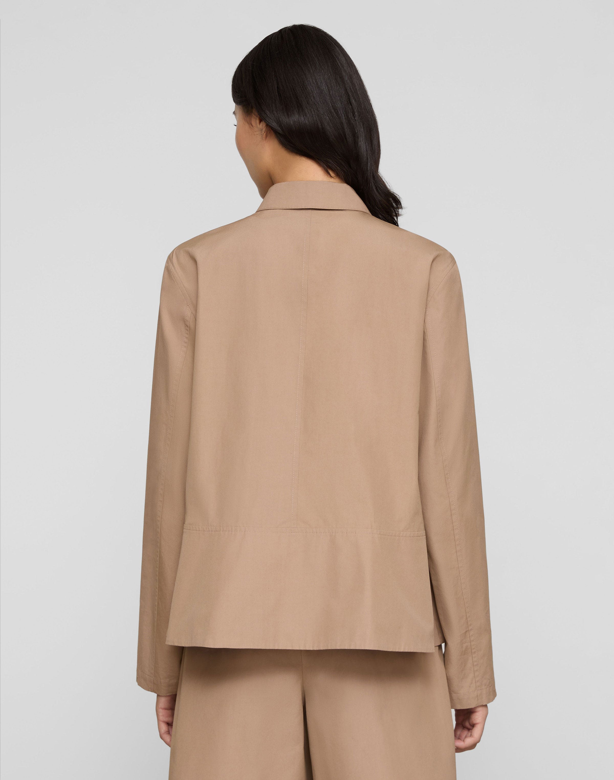 Organic Cotton Poplin Gathered Waist Shirt Jacket