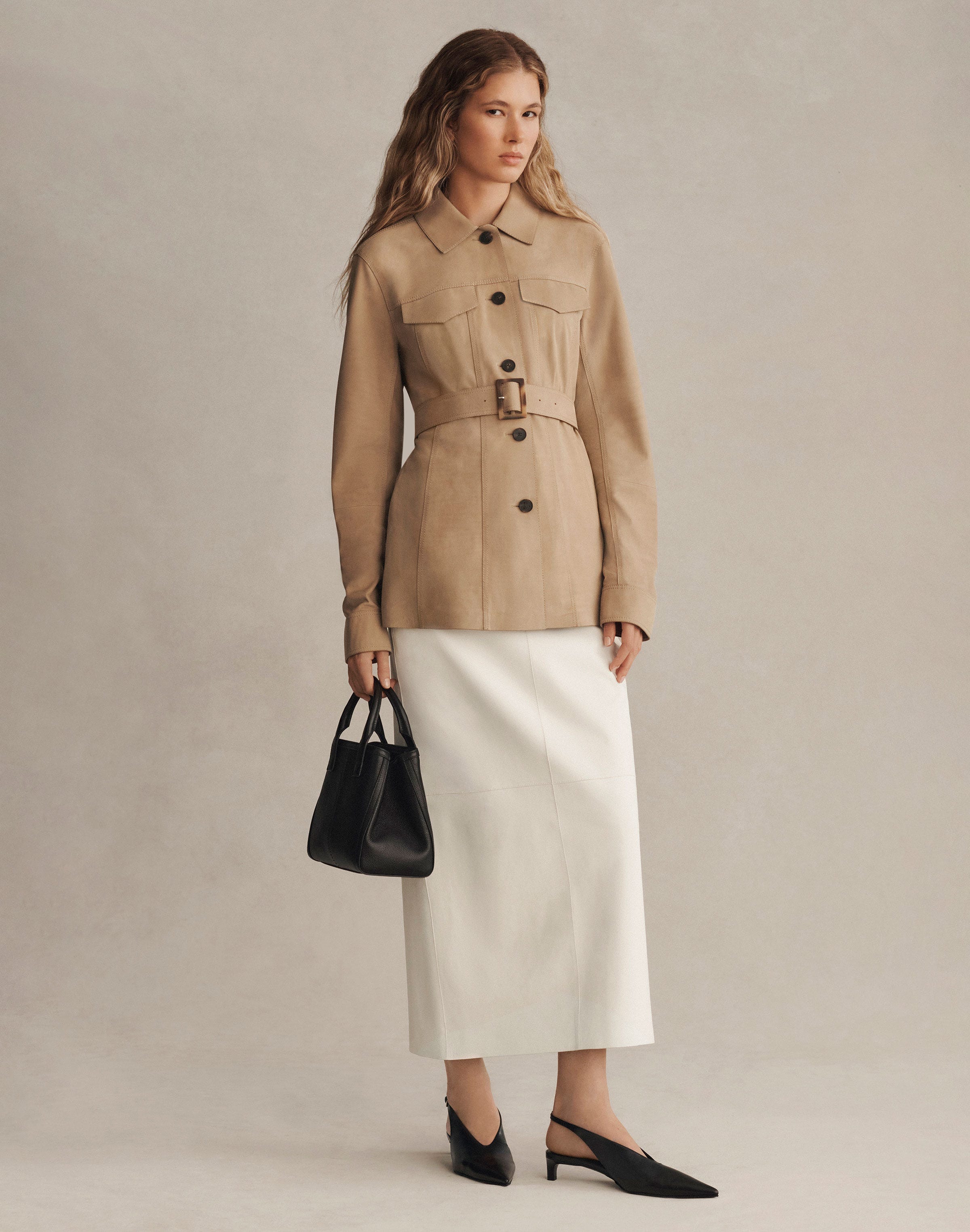 Nubuck Suede Belted Jacket