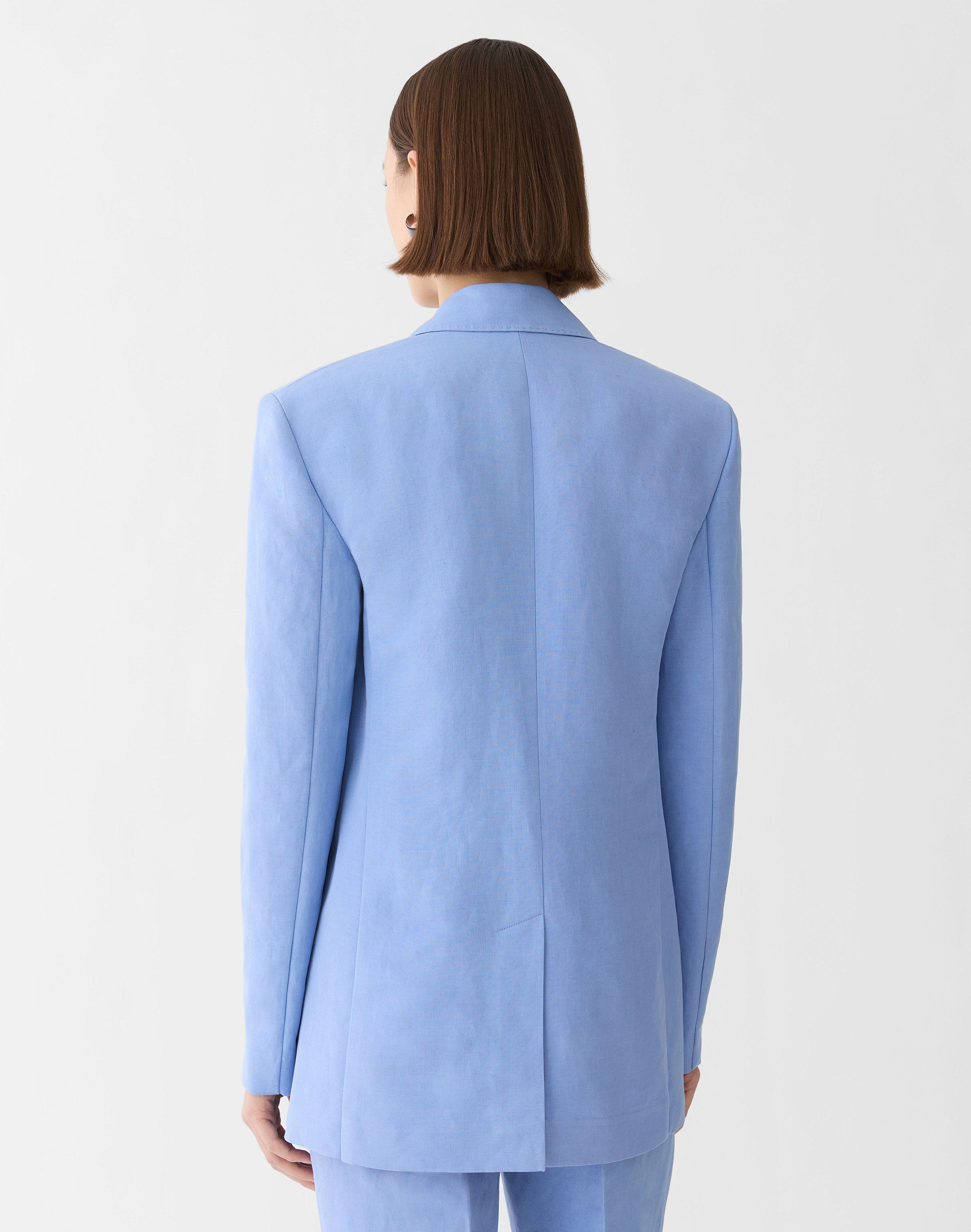 Silk-Linen Single Button Blazer