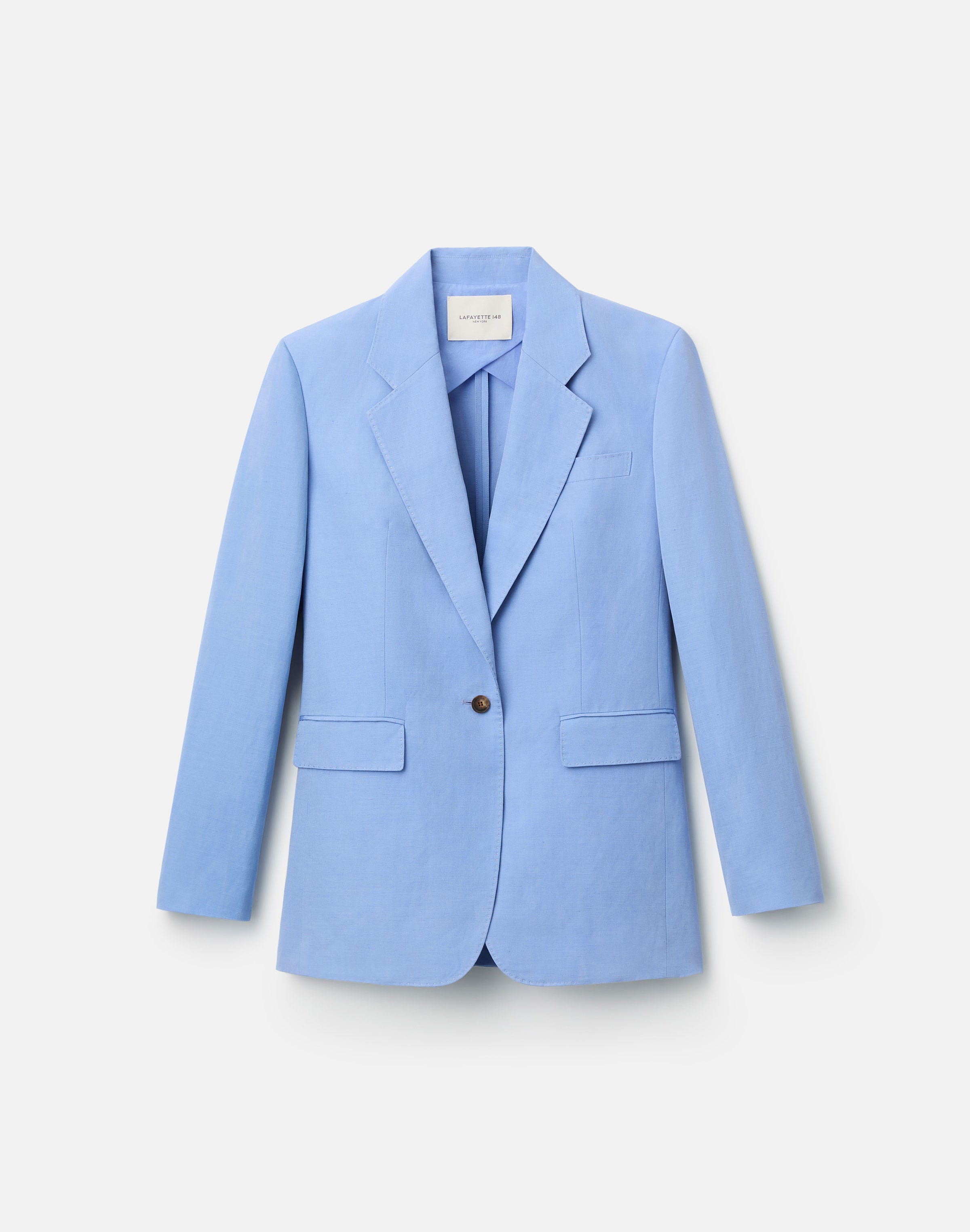 Silk-Linen Single Button Blazer