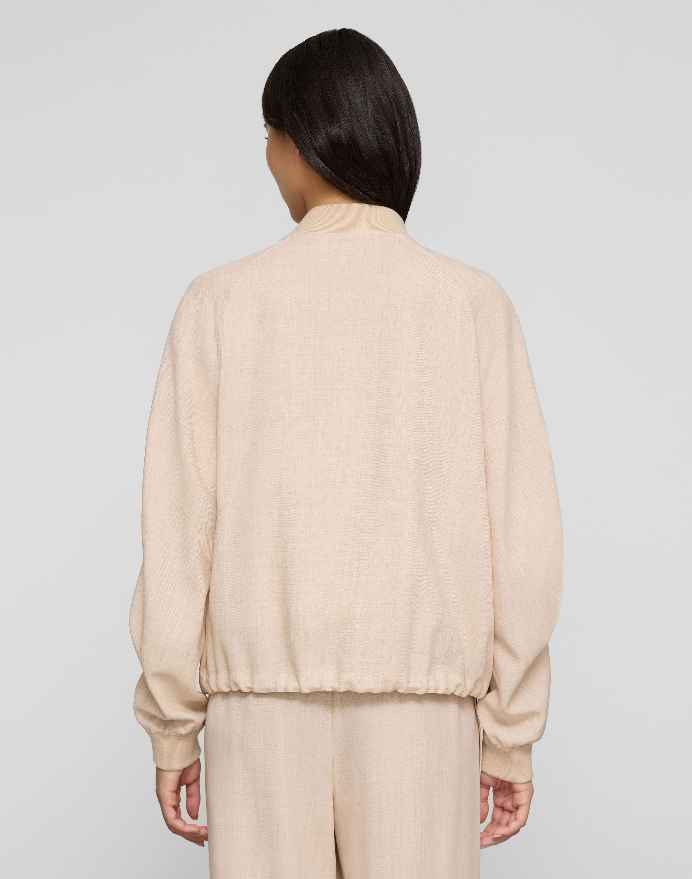 Fine Wool-Silk Twill Oversized Bomber Jacket