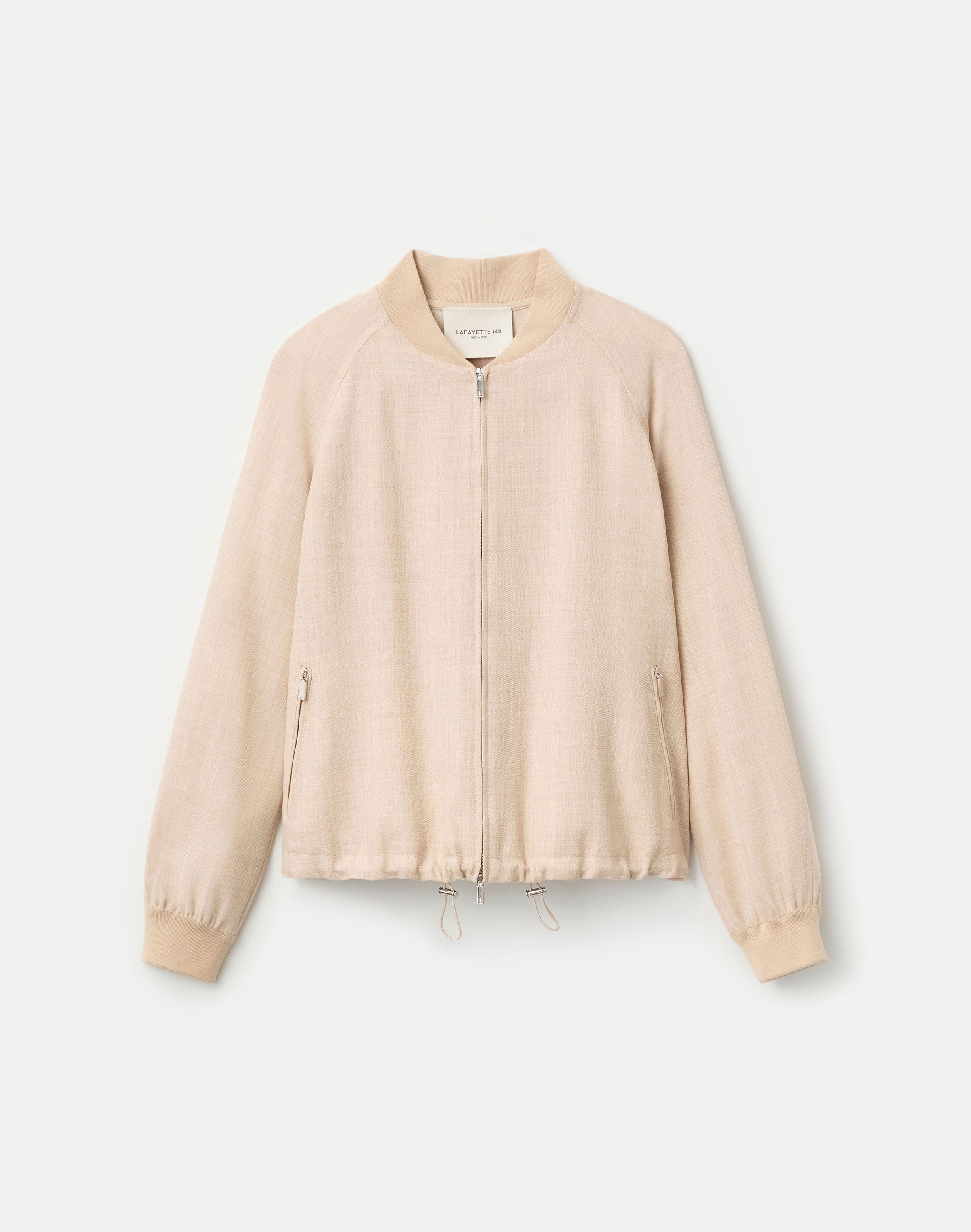Fine Wool-Silk Twill Oversized Bomber Jacket