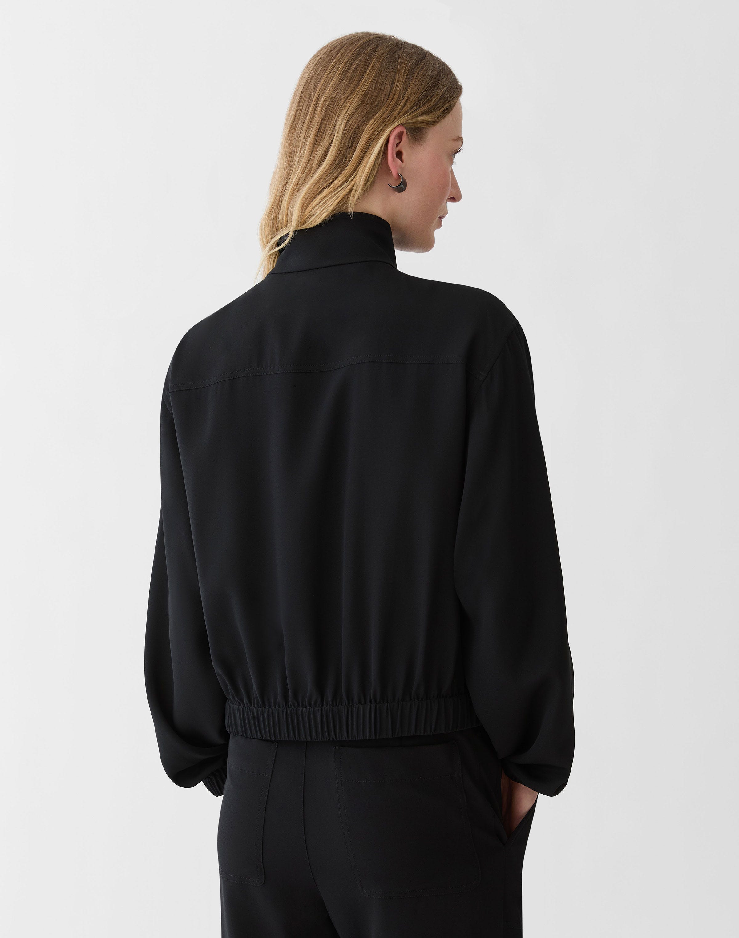 Organic Silk Stretch Georgette Zip Front Bomber