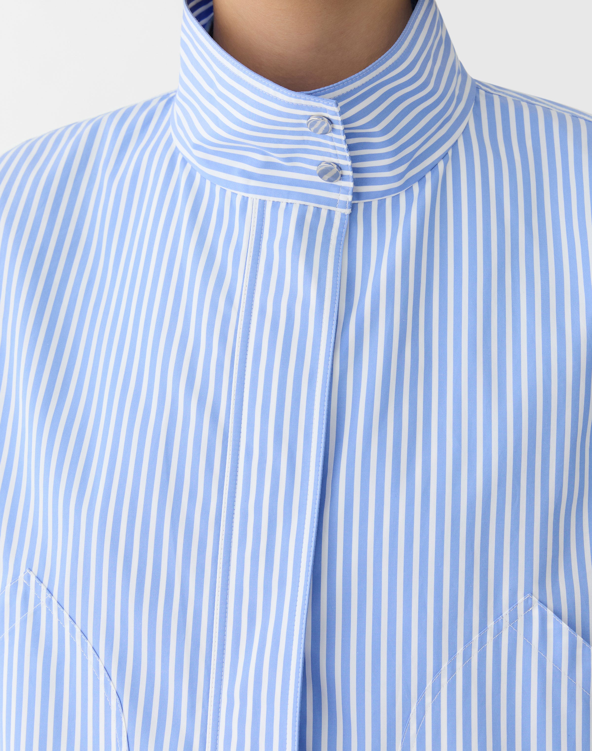 Striped Cotton Zip Front Bomber Jacket