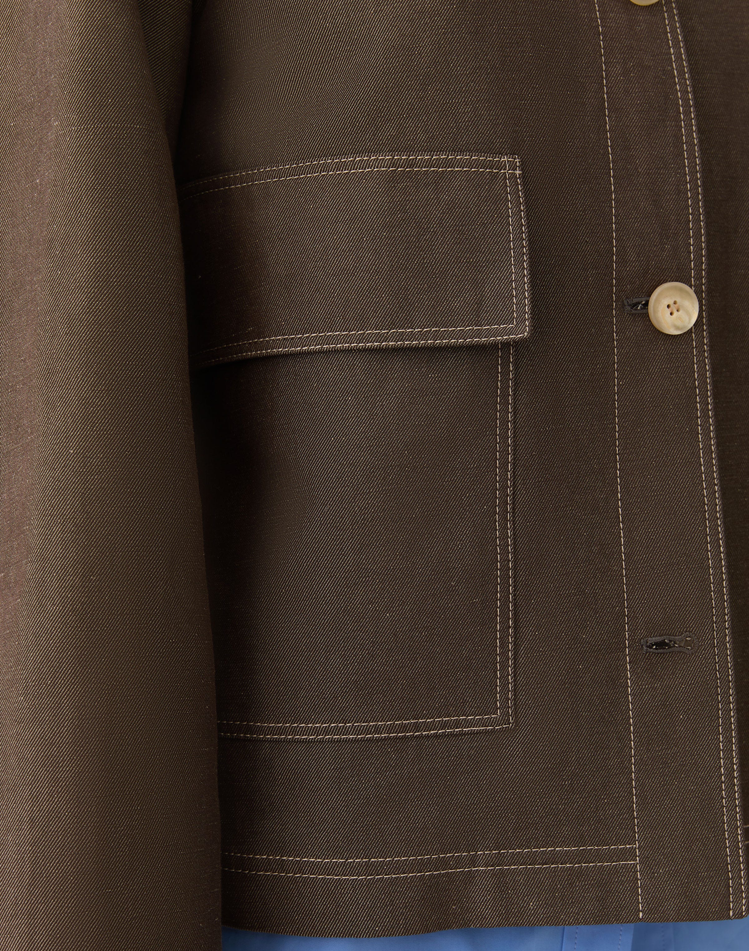 Cotton-Linen Twill Patch Pocket Jacket