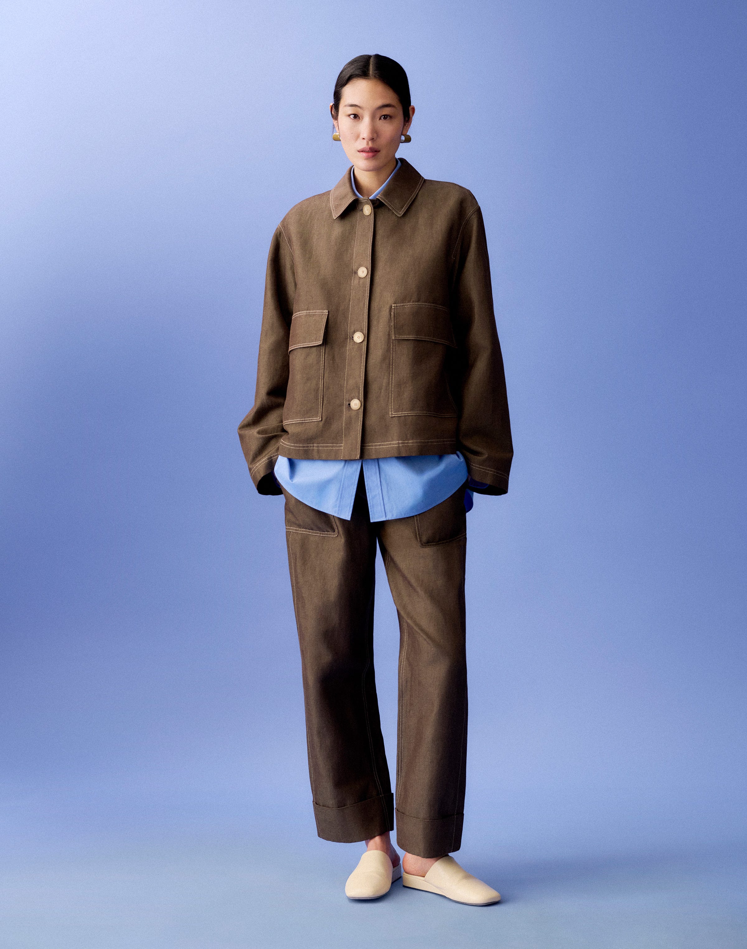 Cotton-Linen Twill Patch Pocket Jacket