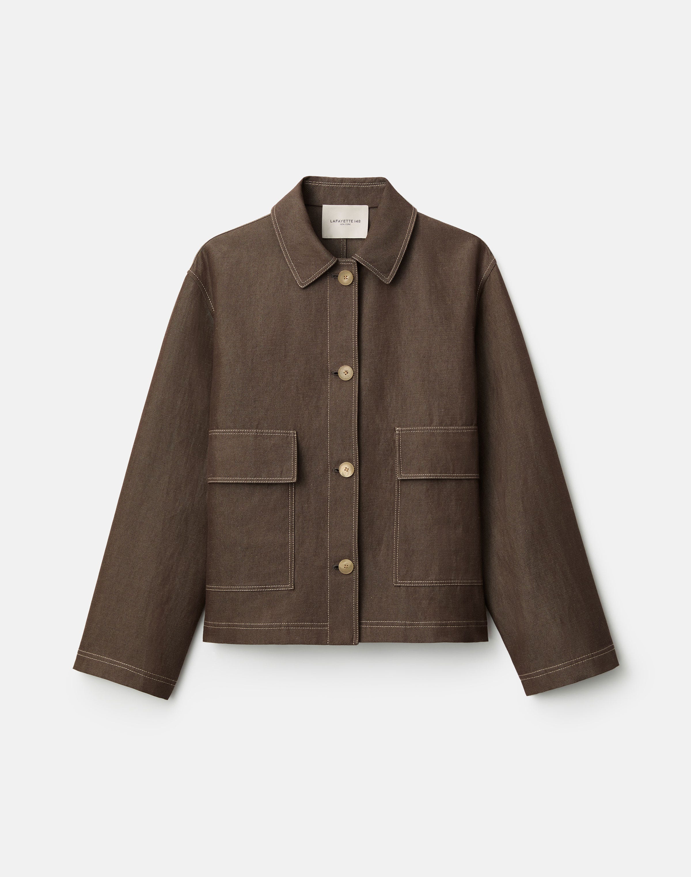 Cotton-Linen Twill Patch Pocket Jacket
