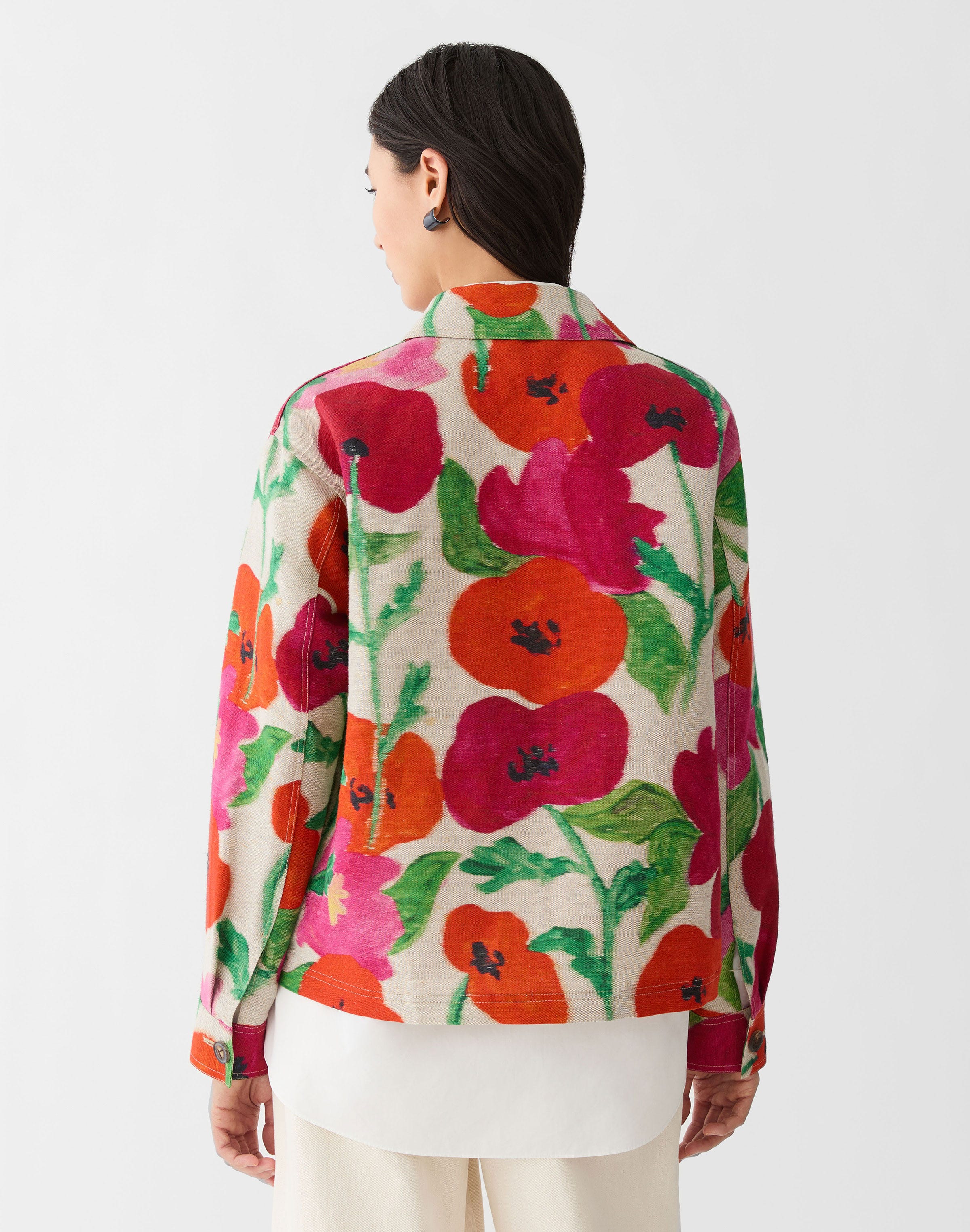 Blossom Print Linen-Cotton Canvas Jacket