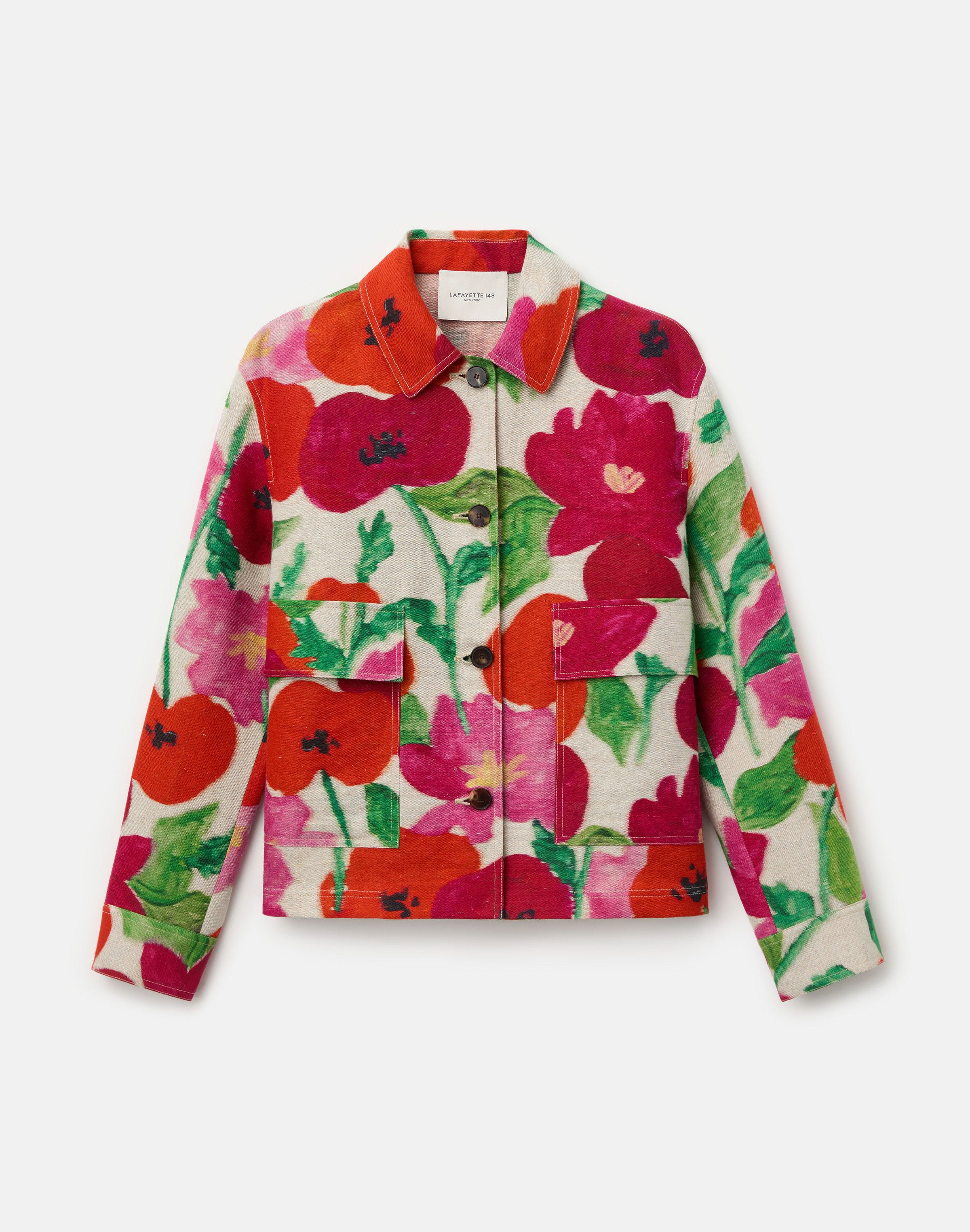 Blossom Print Linen-Cotton Canvas Jacket