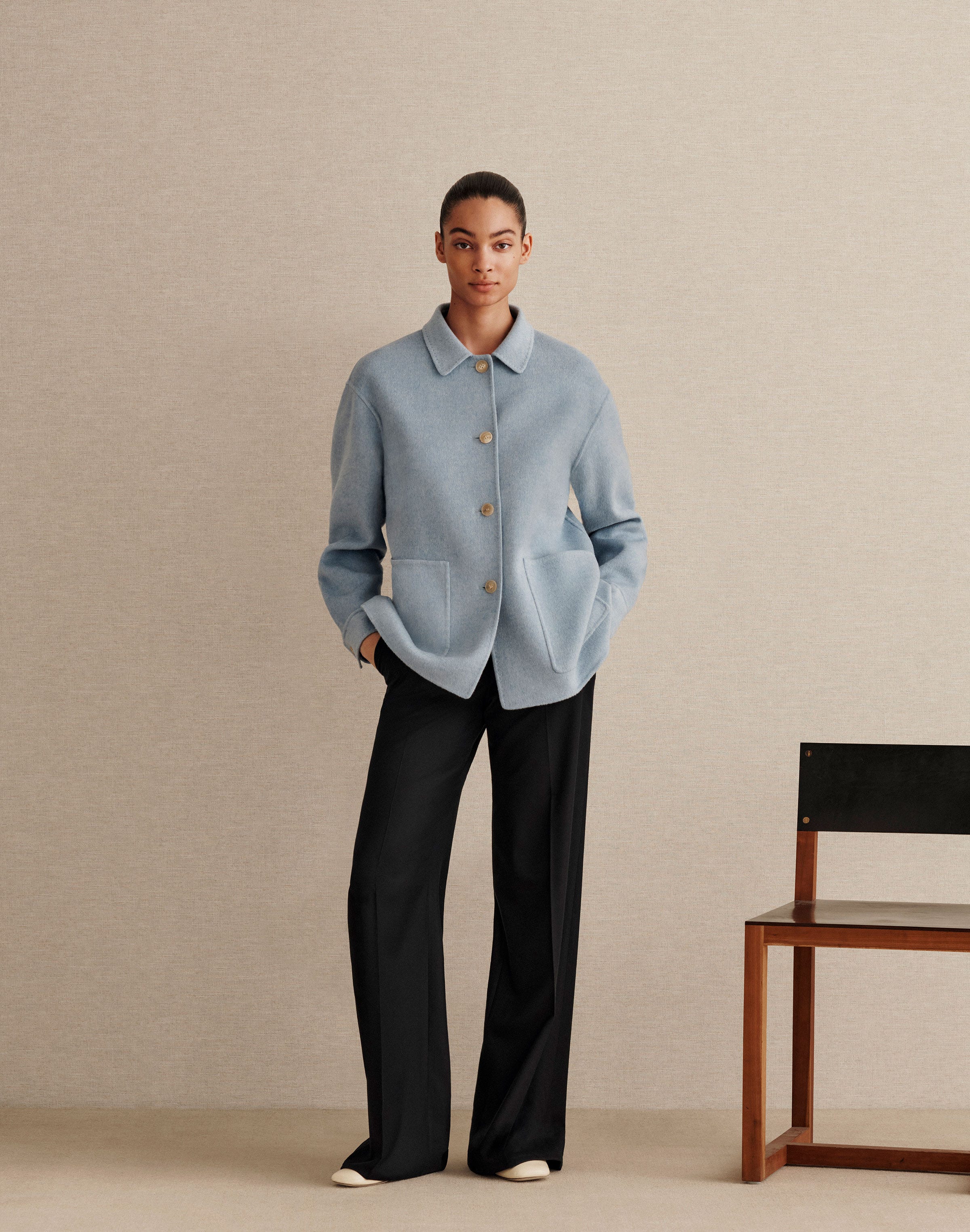 Wool-Cashmere Double Face Shirt Jacket