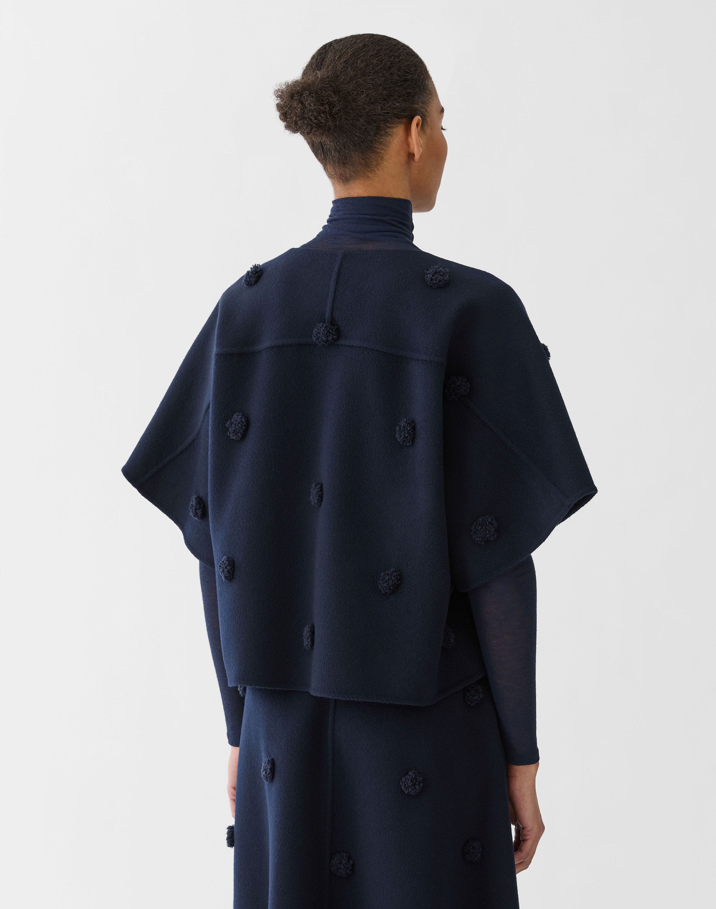 Wool-Cashmere Double Face Embellished Polka Dot Jacket