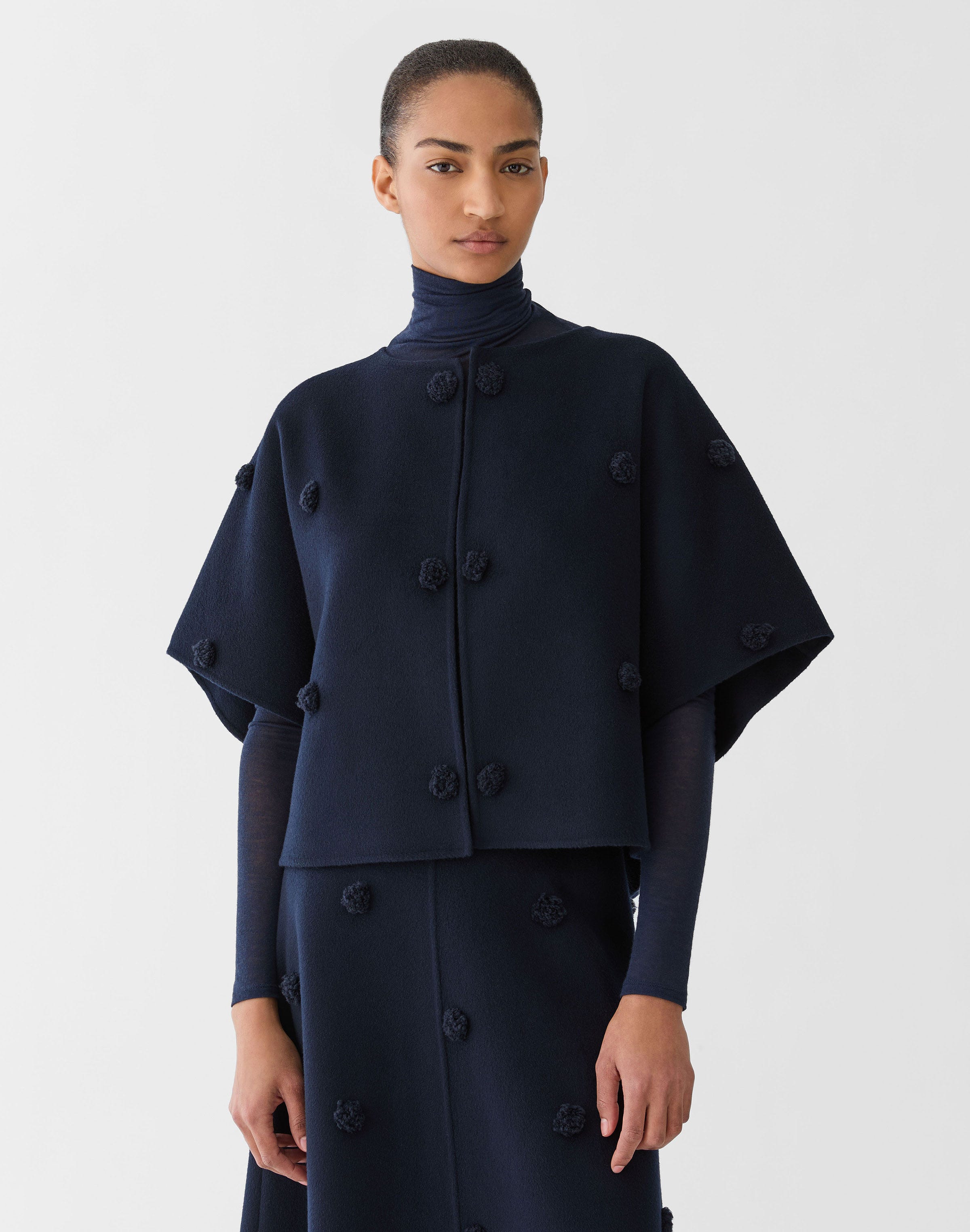 Wool-Cashmere Double Face Embellished Polka Dot Jacket