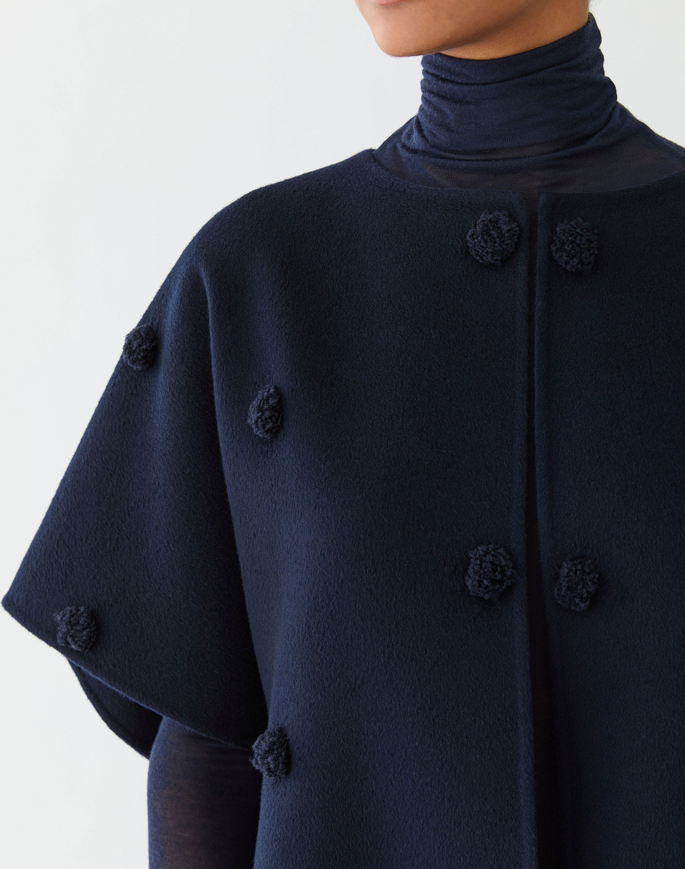 Wool-Cashmere Double Face Embellished Polka Dot Jacket
