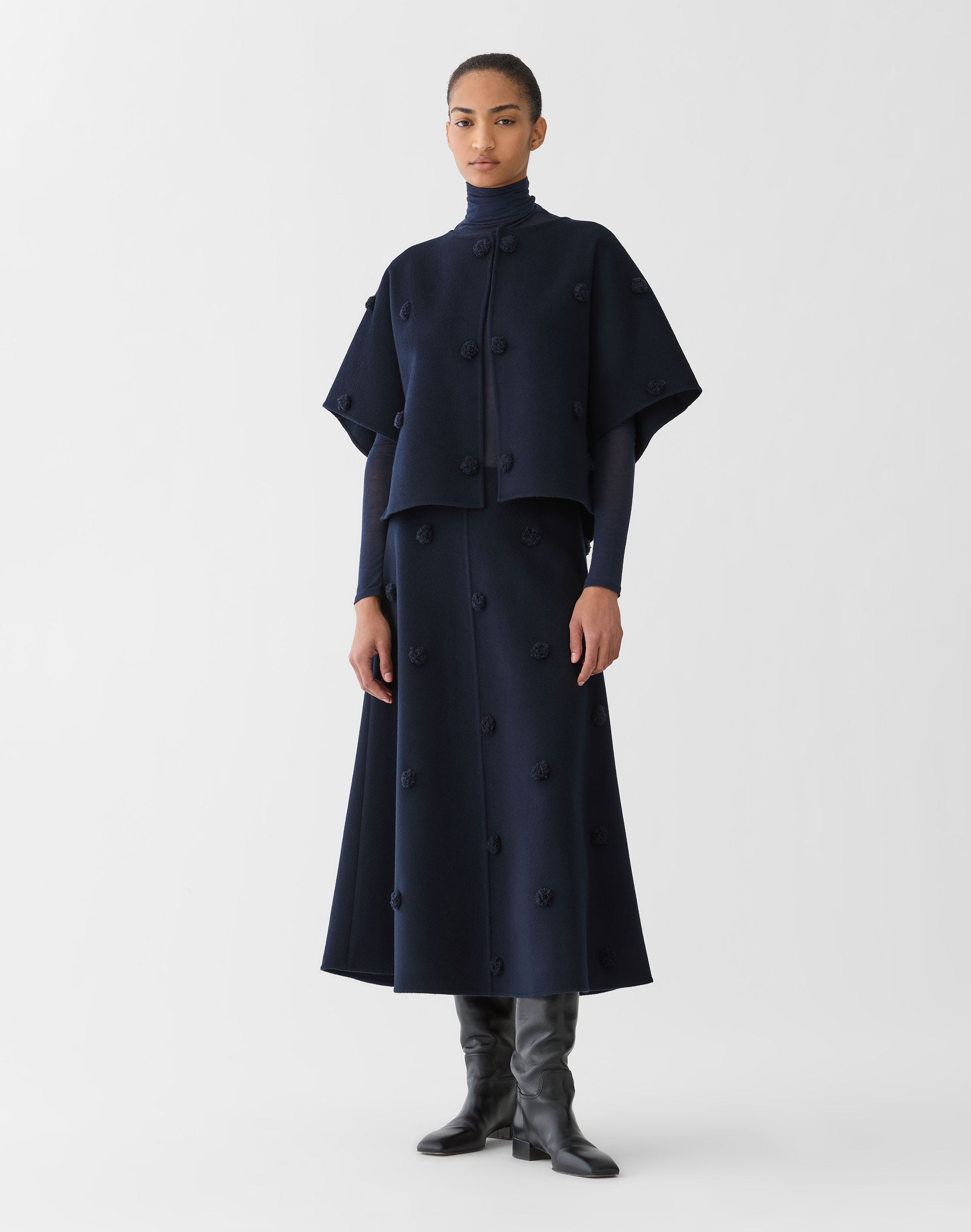 Wool-Cashmere Double Face Embellished Polka Dot Jacket