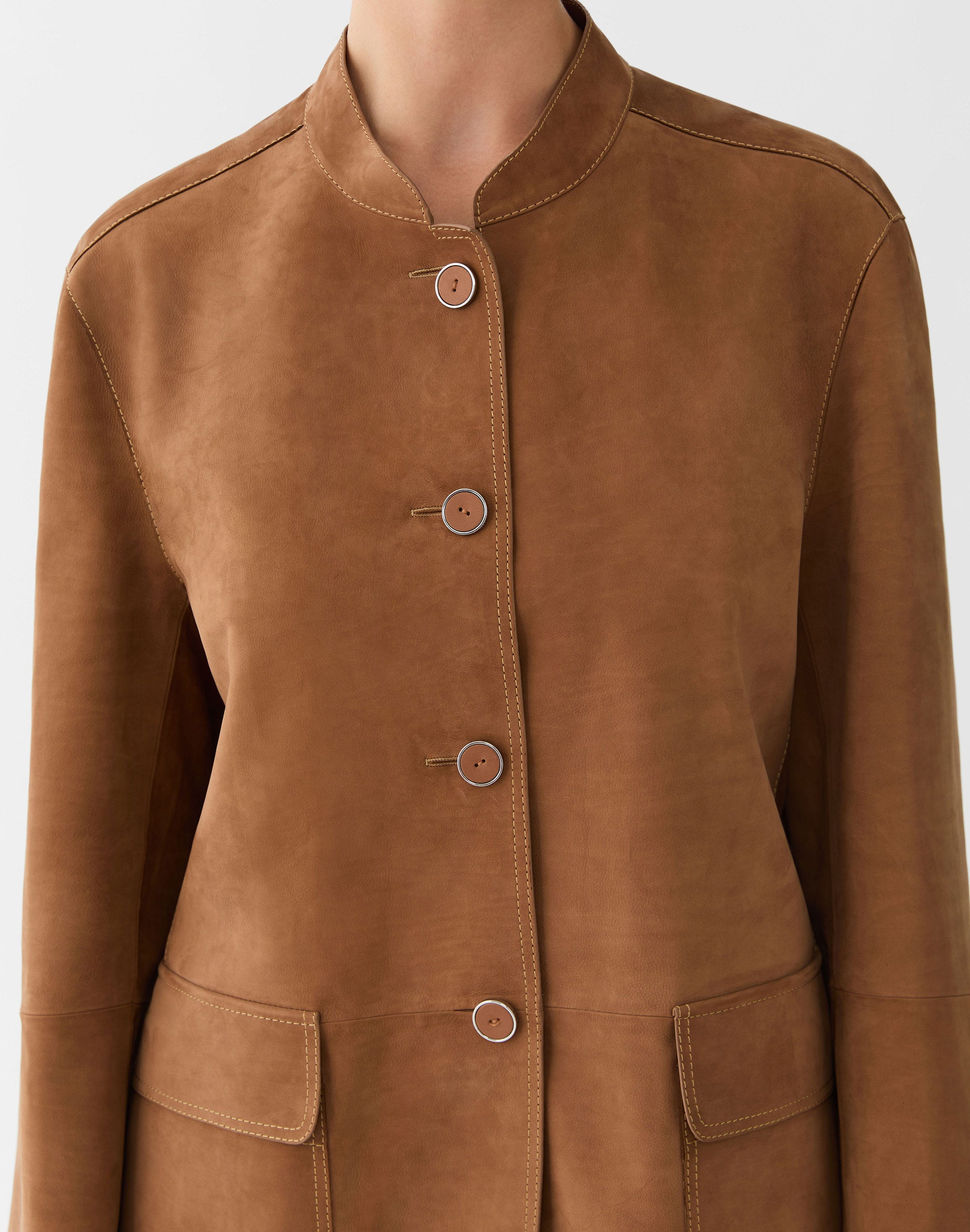 Nubuck Suede Stand Collar Jacket