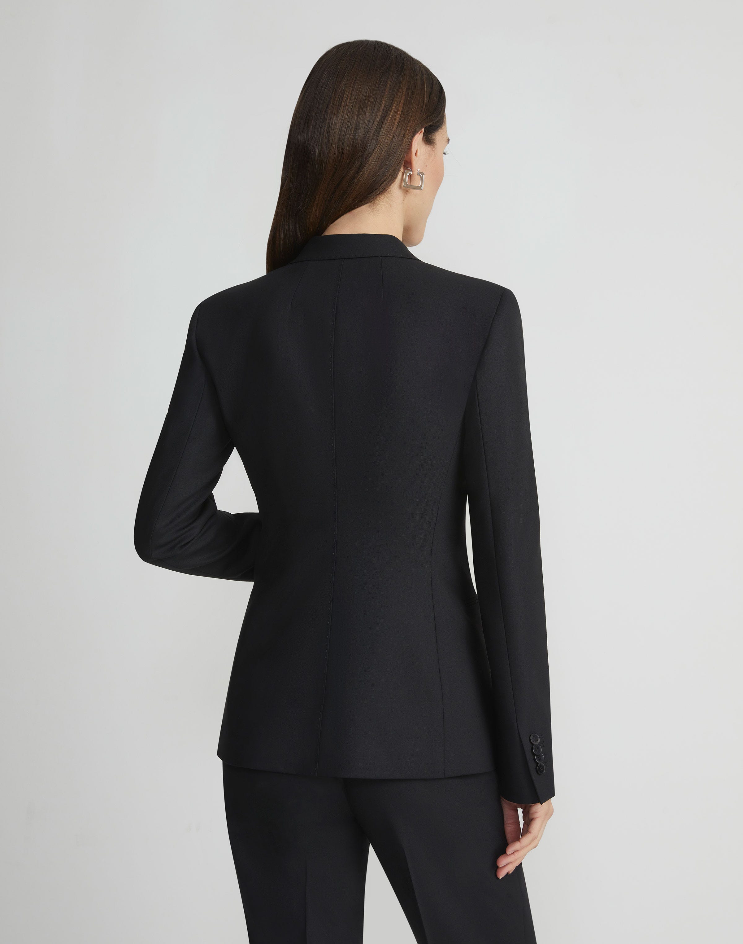Petite Responsible Stretch Wool Single Button Blazer
