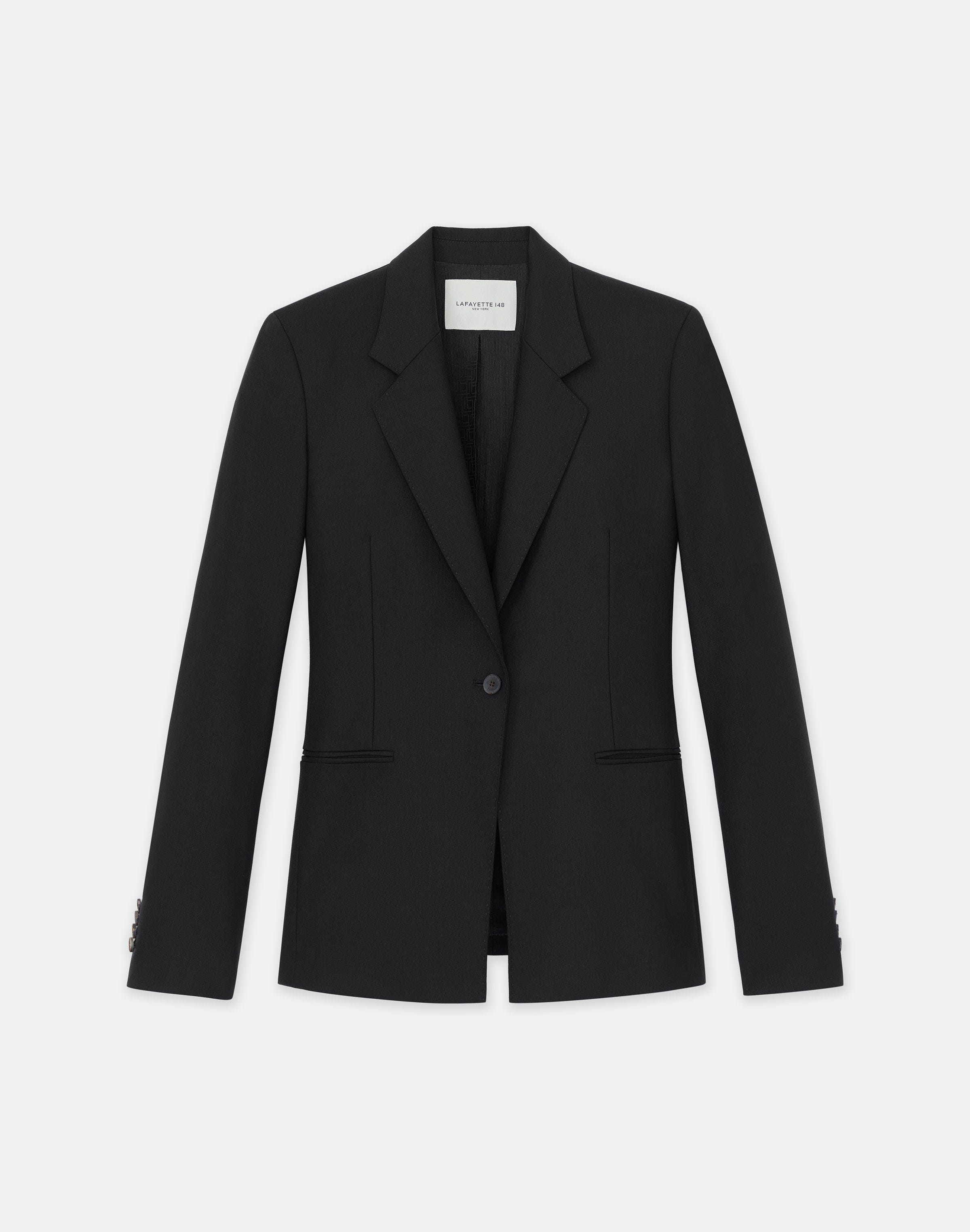 Petite Responsible Stretch Wool Single Button Blazer
