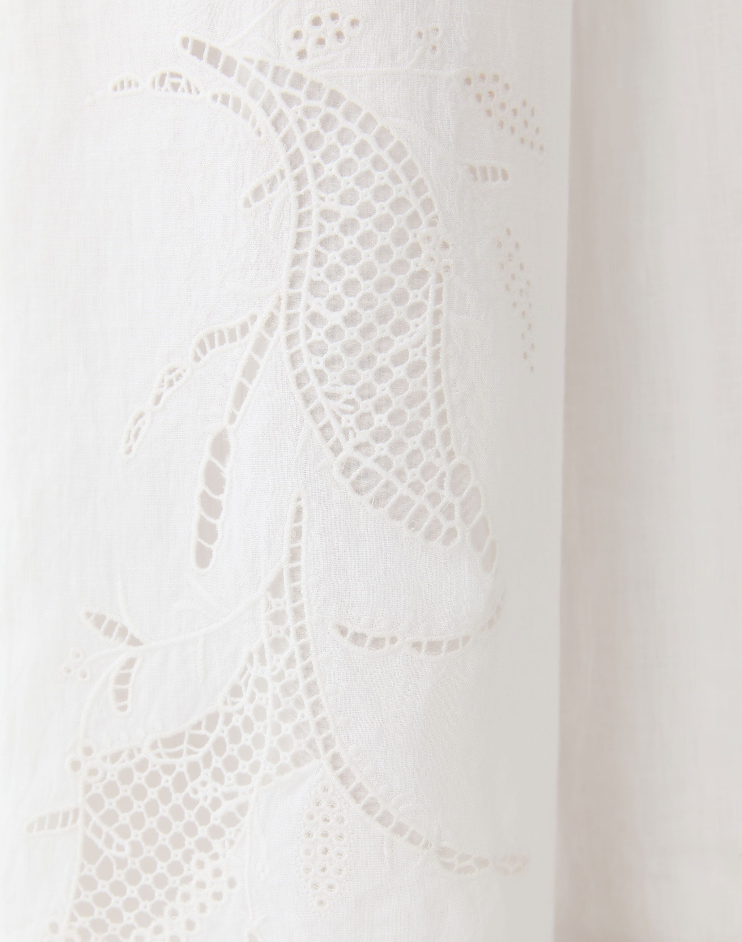 Organic Linen Embroidered Cutout Riverside Wide Leg Pant