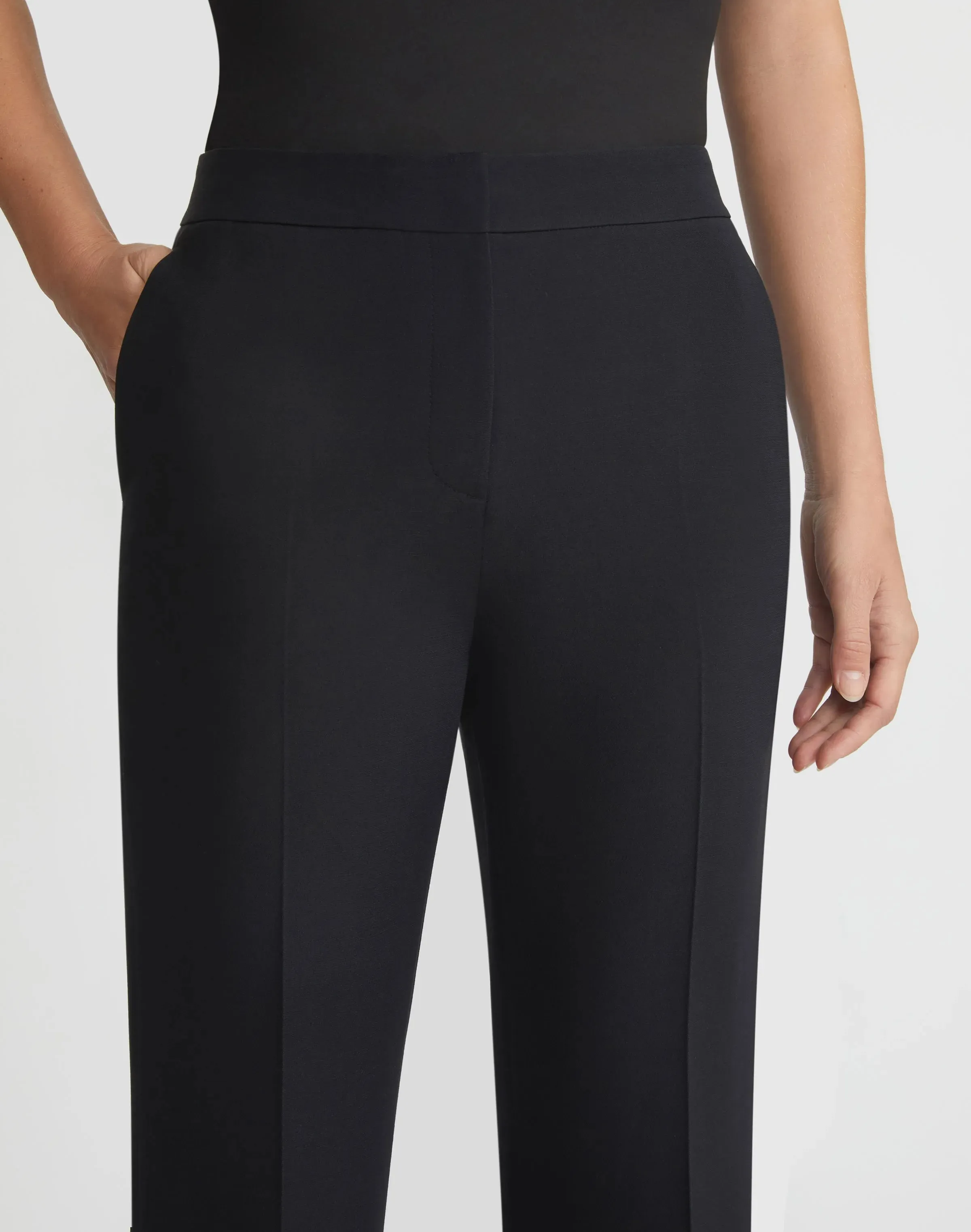 Plus-Size Wool-Silk Crepe Saint Marks Flared Pant