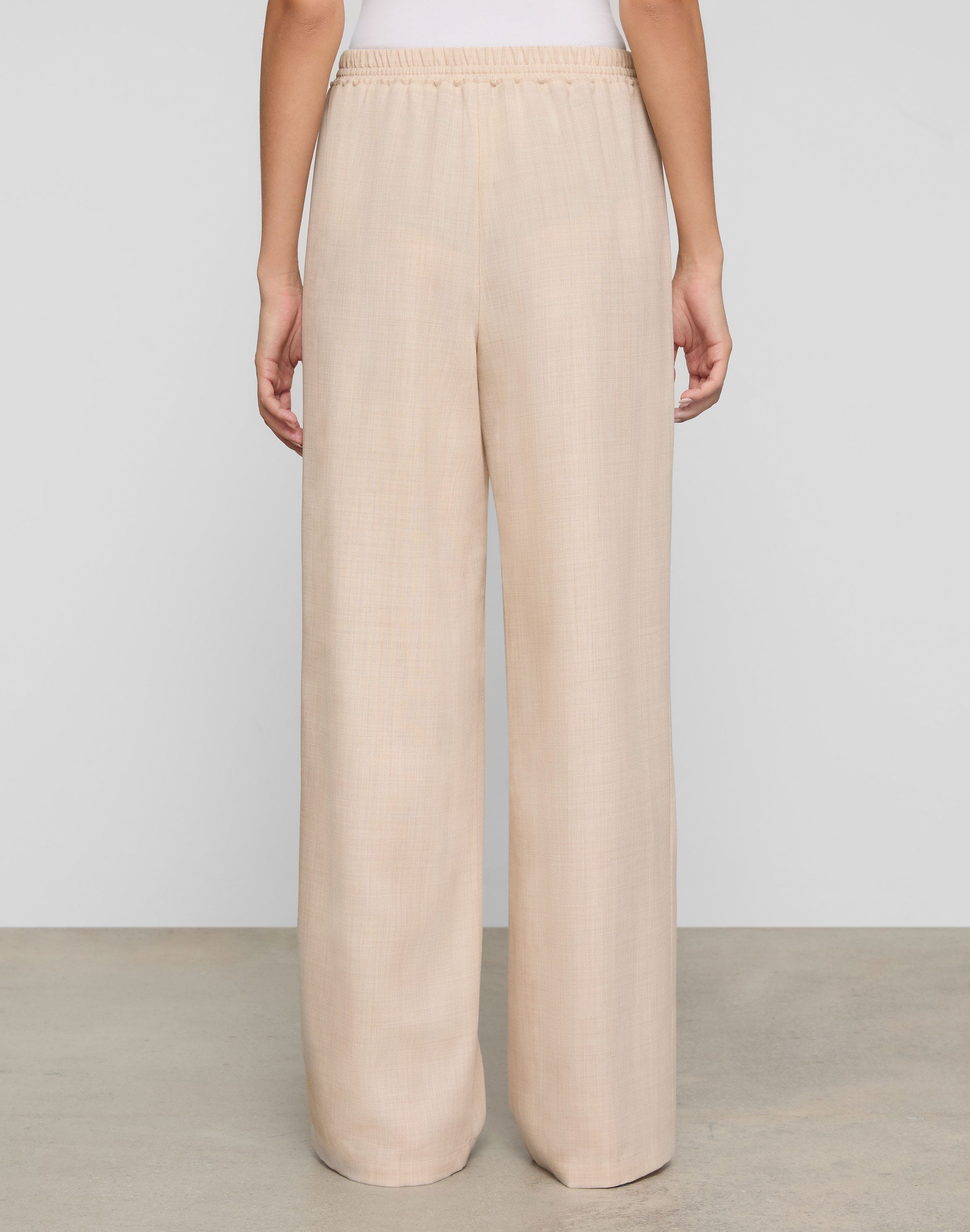Fine Wool-Silk Twill Penn Wide Leg Pant