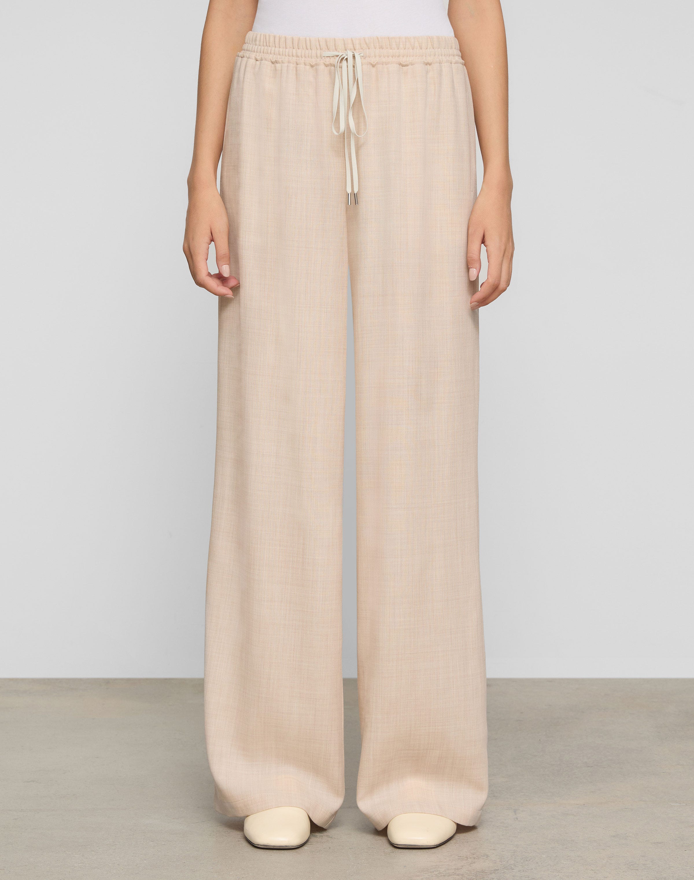 Fine Wool-Silk Twill Penn Wide Leg Pant