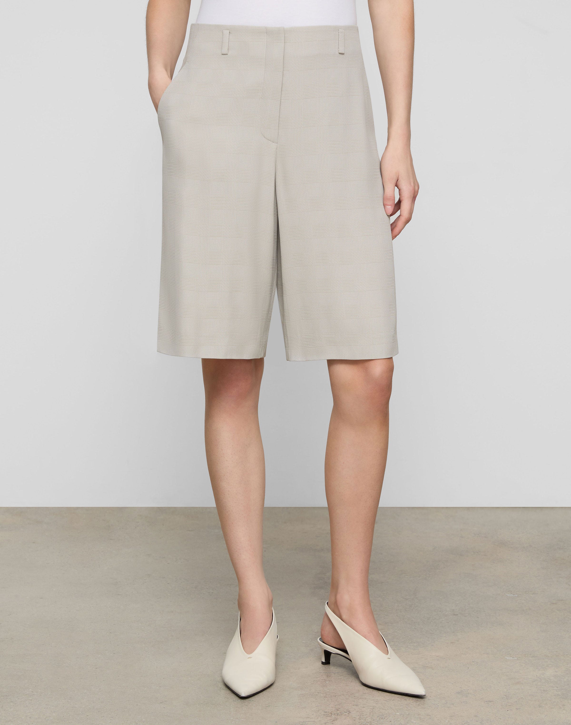 Grid Plaid Crepe Clark Wide Leg Short