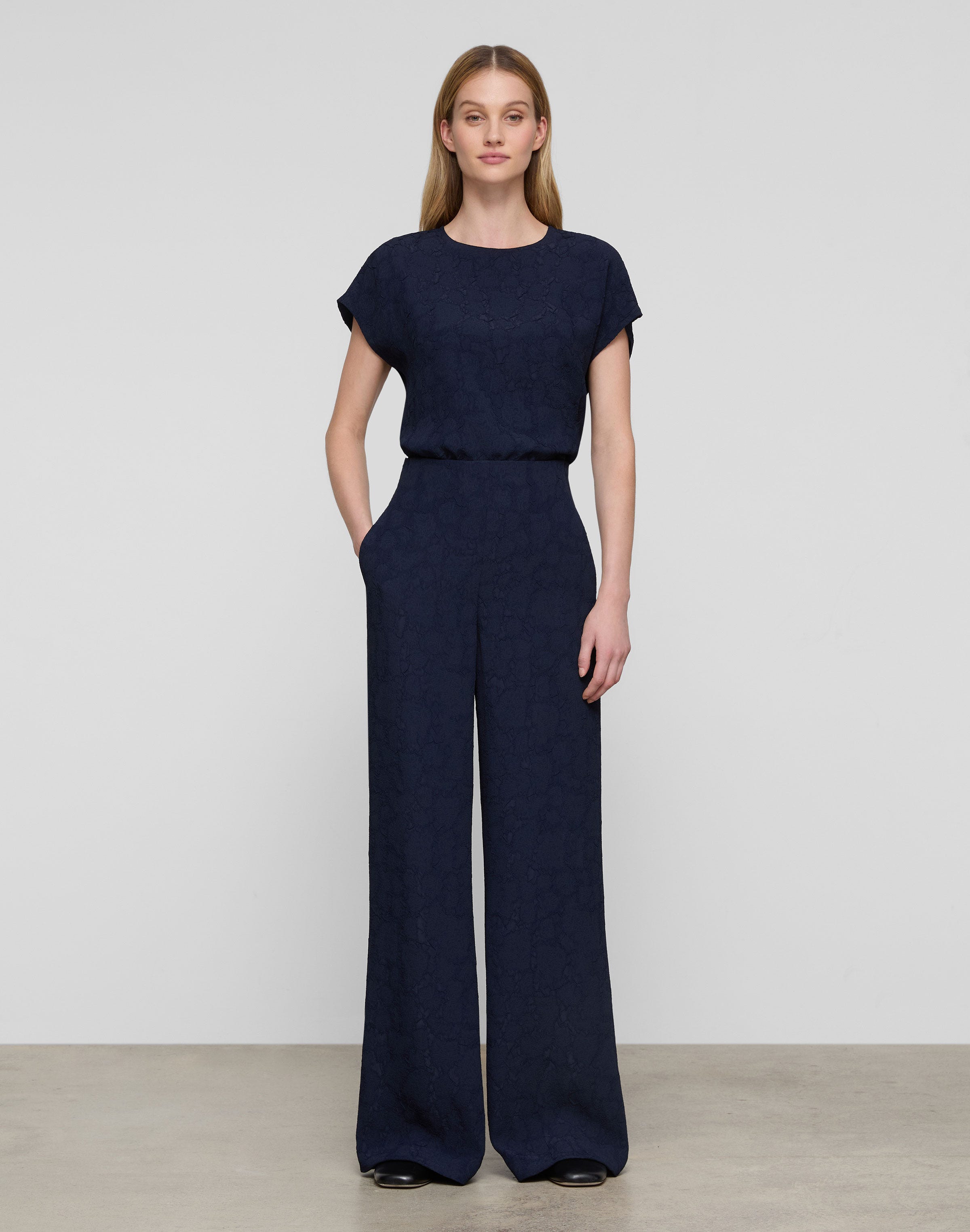 Rosette Jacquard Thames Wide Leg Pant
