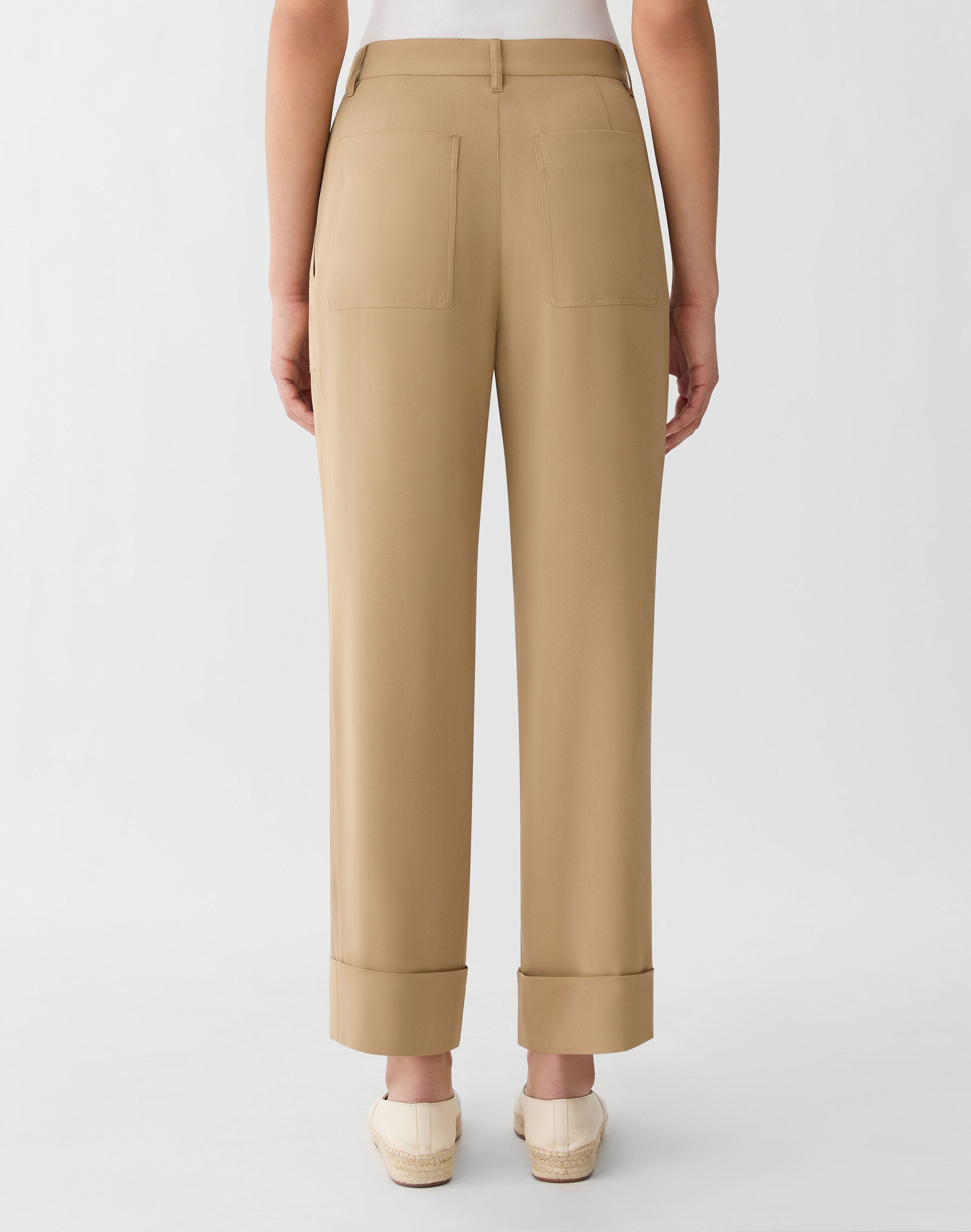 Plus-Size Organic Silk Stretch Georgette Highline Straight Ankle Pant