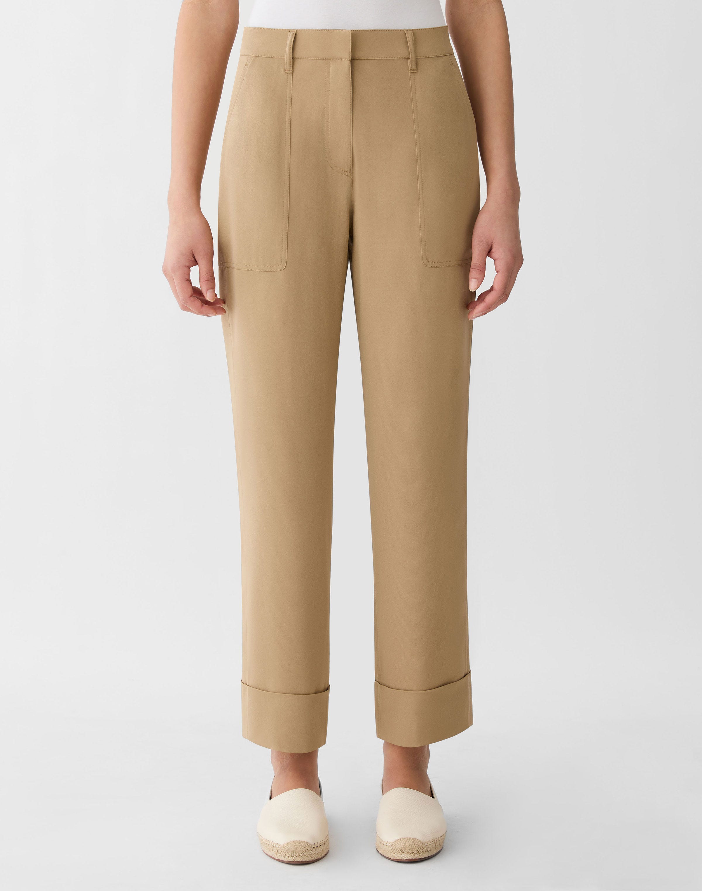 Plus-Size Organic Silk Stretch Georgette Highline Straight Ankle Pant