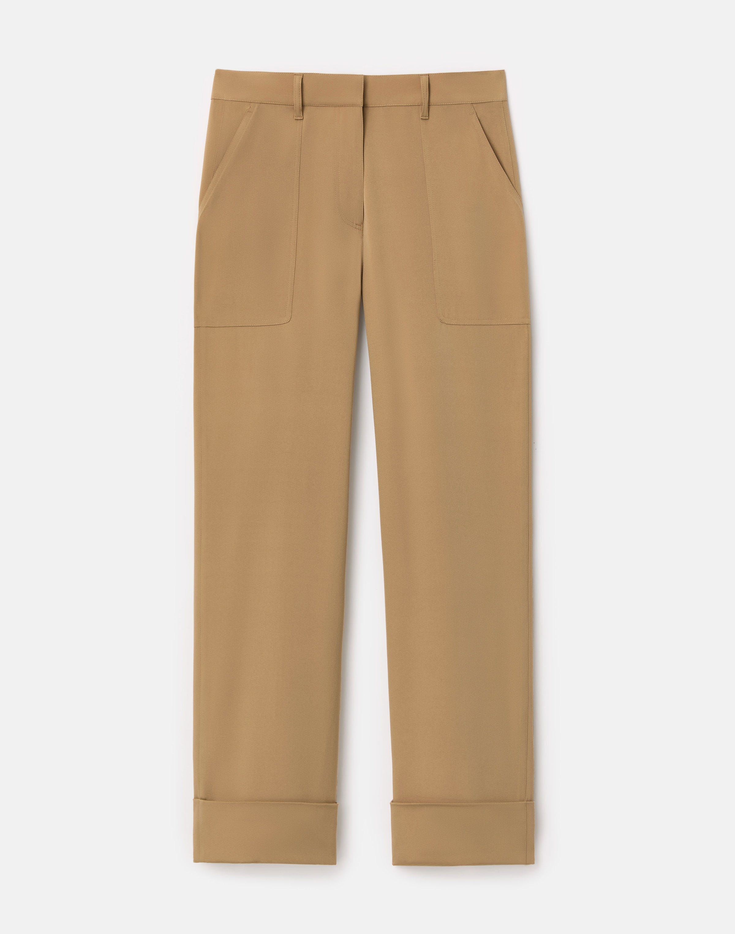 Plus-Size Organic Silk Stretch Georgette Highline Straight Ankle Pant
