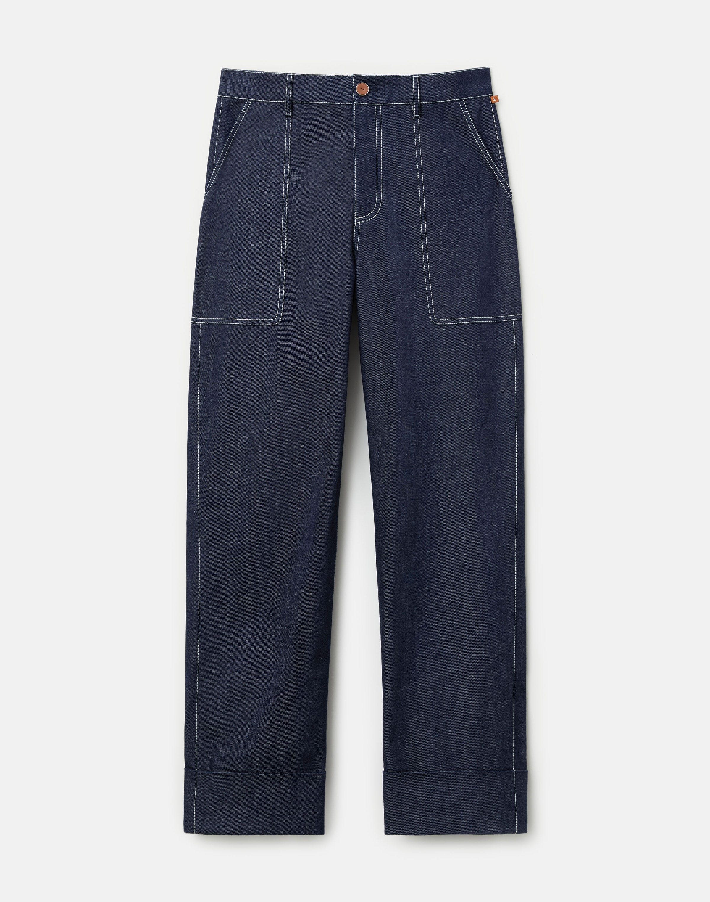 Plus-Size Chambray Highline Straight Ankle Pant